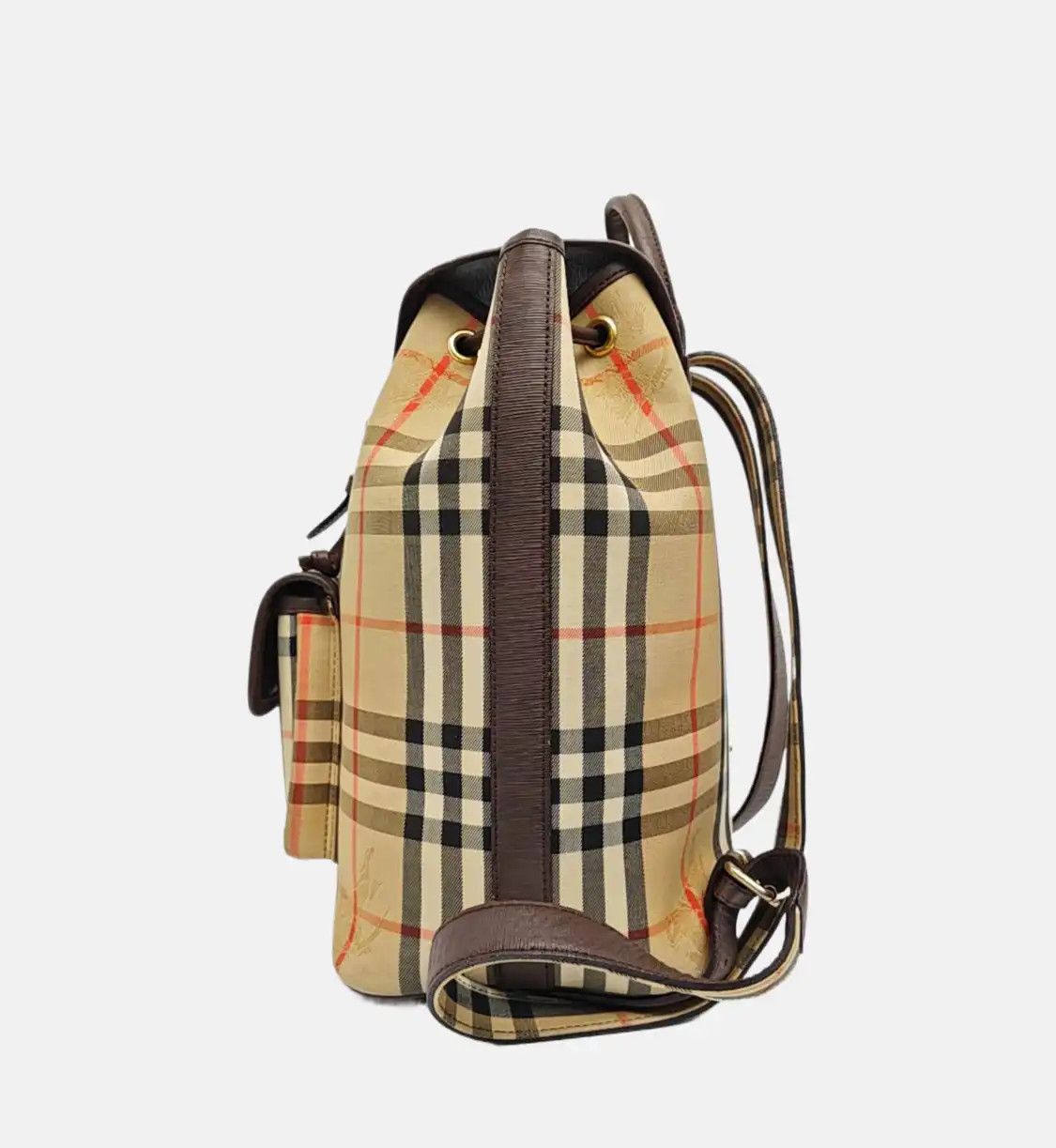 Burberry BURBERRY khaki canvas war horse plaid embossed backpack gold hardware Size ONE SIZE - 3 Thumbnail