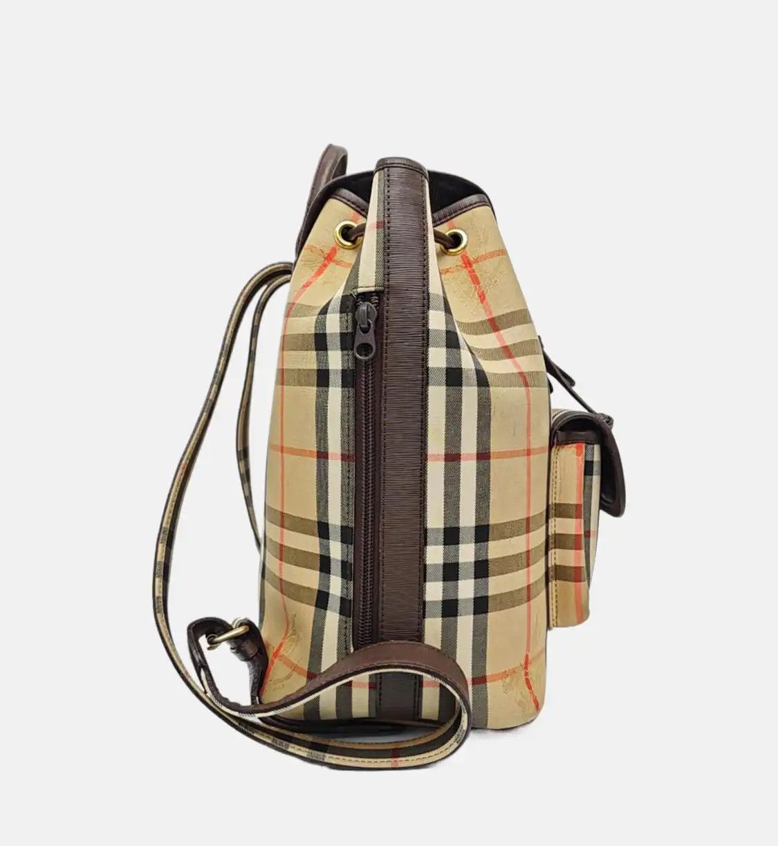 Burberry BURBERRY khaki canvas war horse plaid embossed backpack gold hardware Size ONE SIZE - 4 Thumbnail