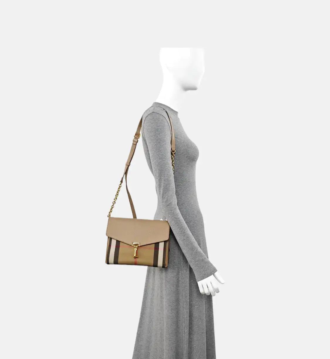 Burberry BURBERRY Macken khaki cowhide leather crossbody bag gold hardware detachable str Size ONE SIZE - 2 Thumbnail