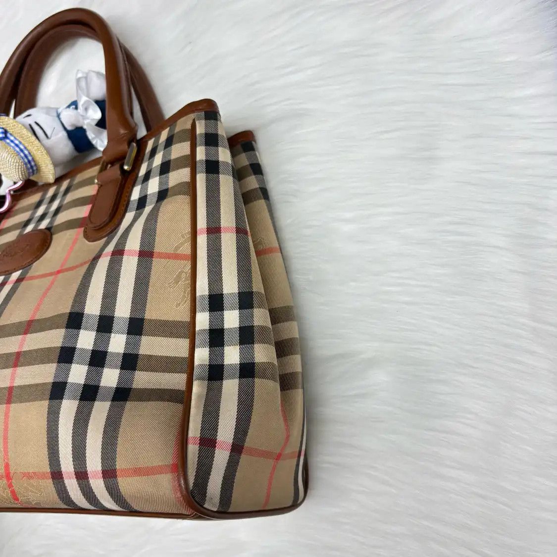 Burberry BURBERRY khaki canvas war horse plaid handbag Size ONE SIZE - 3 Thumbnail