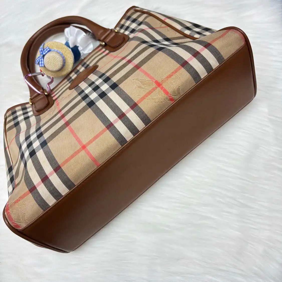 Burberry BURBERRY khaki canvas war horse plaid handbag Size ONE SIZE - 5 Thumbnail