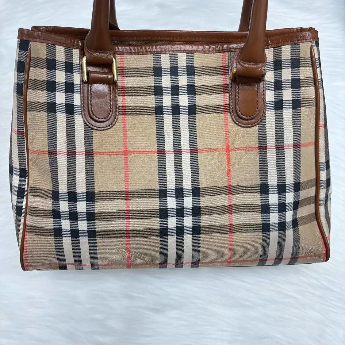 Burberry BURBERRY khaki canvas war horse plaid handbag Size ONE SIZE - 2 Thumbnail