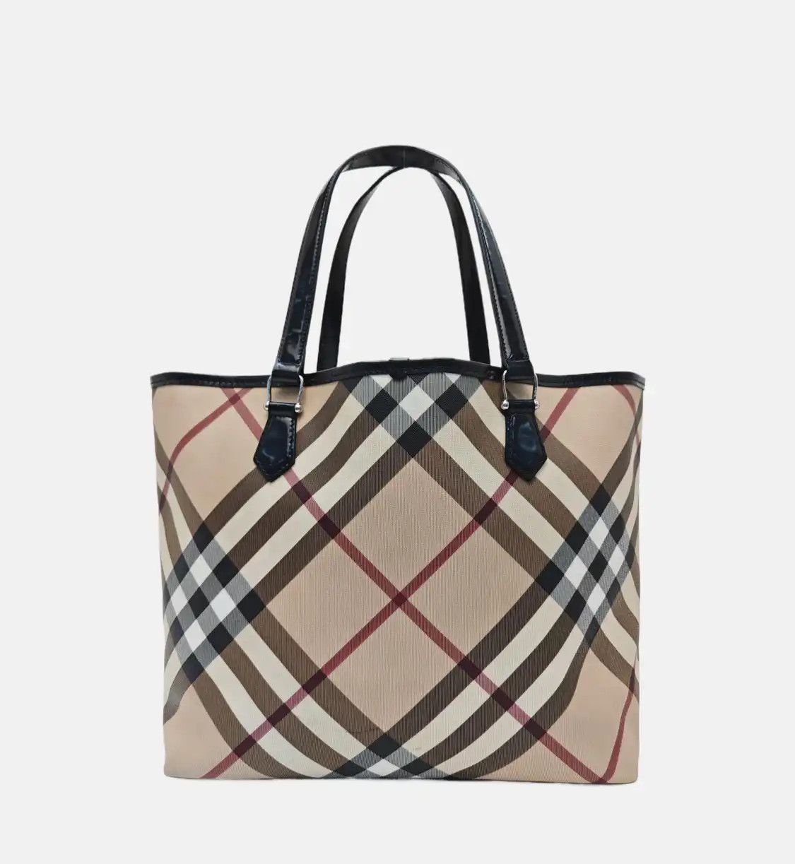 Burberry BURBERRY tote bag beige coated canvas handbag shoulder bag black hardware sub-po Size ONE SIZE - 5 Thumbnail