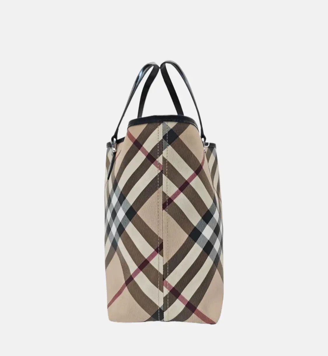 Burberry BURBERRY tote bag beige coated canvas handbag shoulder bag black hardware sub-po Size ONE SIZE - 4 Thumbnail