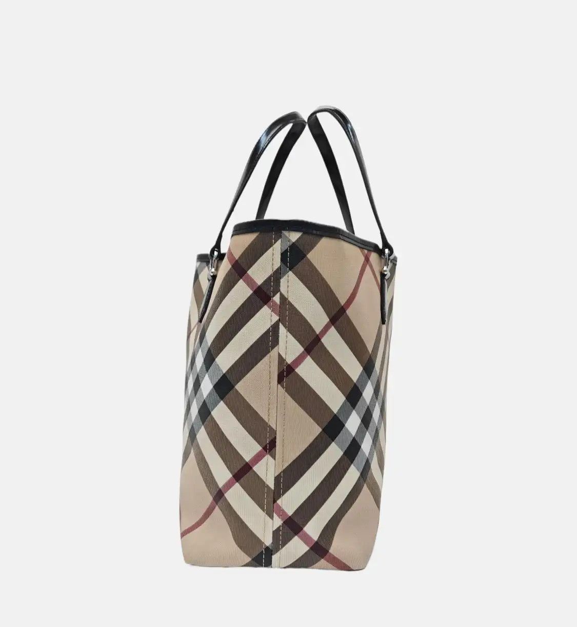 Burberry BURBERRY tote bag beige coated canvas handbag shoulder bag black hardware sub-po Size ONE SIZE - 3 Thumbnail