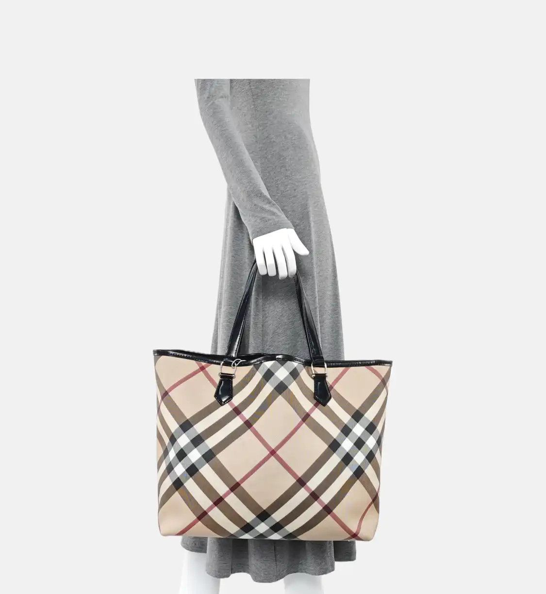 Burberry BURBERRY tote bag beige coated canvas handbag shoulder bag black hardware sub-po Size ONE SIZE - 2 Thumbnail