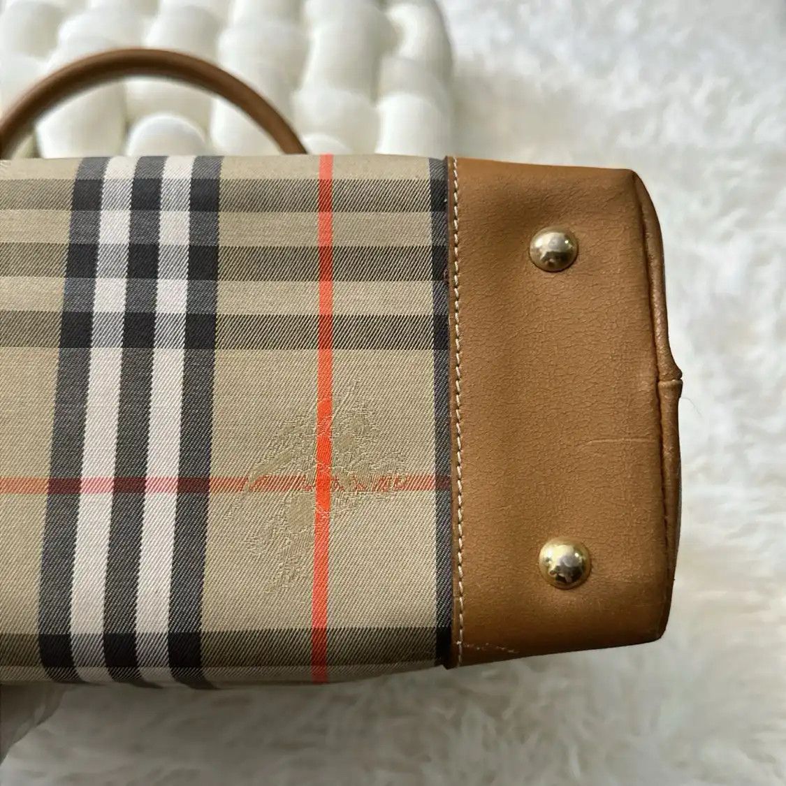 Burberry BURBERRY Nova Check khaki coated canvas war horse plaid handbag gold hardware Size ONE SIZE - 12 Thumbnail