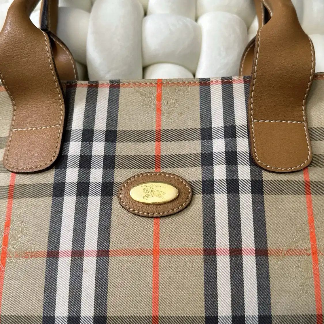 Burberry BURBERRY Nova Check khaki coated canvas war horse plaid handbag gold hardware Size ONE SIZE - 7 Thumbnail