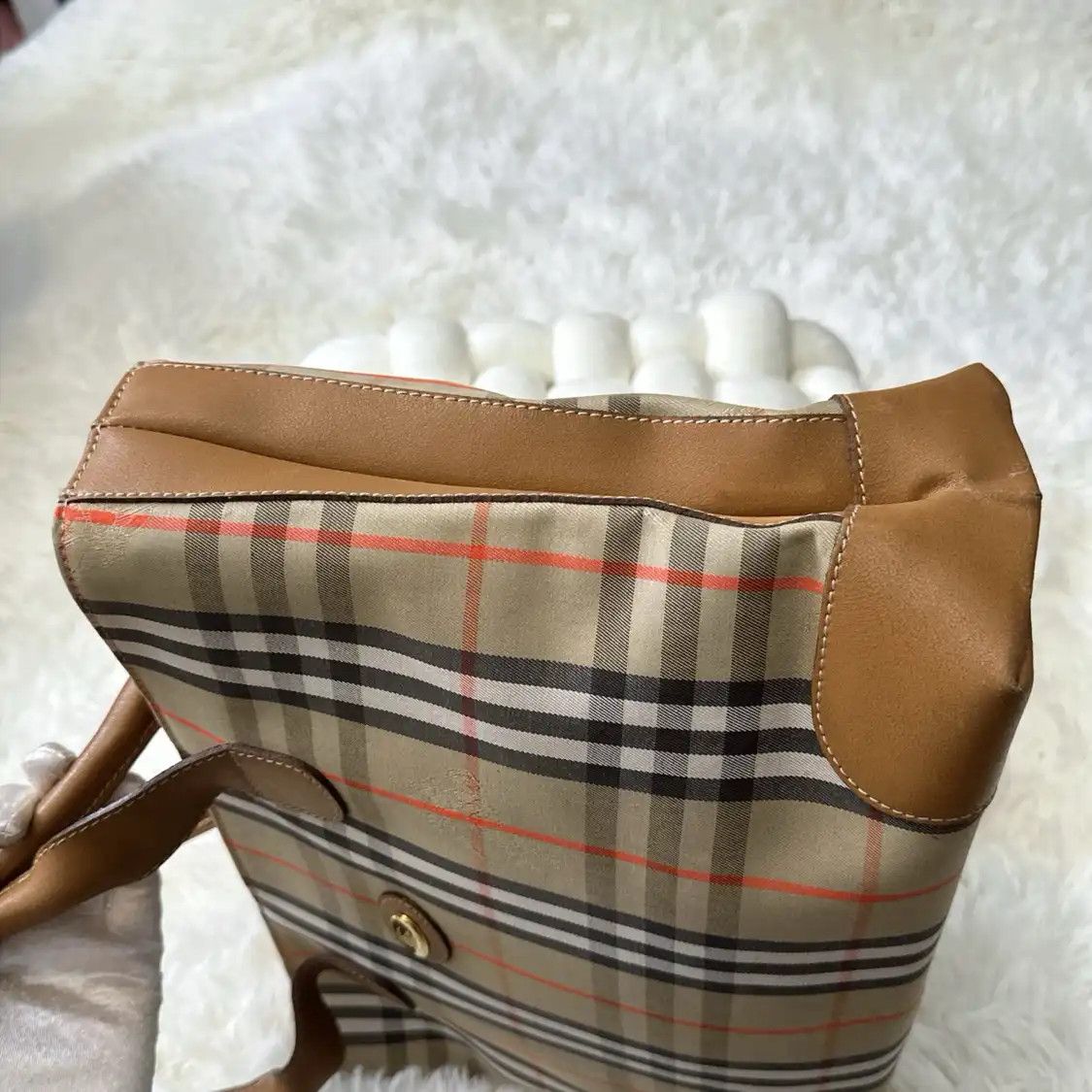 Burberry BURBERRY Nova Check khaki coated canvas war horse plaid handbag gold hardware Size ONE SIZE - 10 Thumbnail