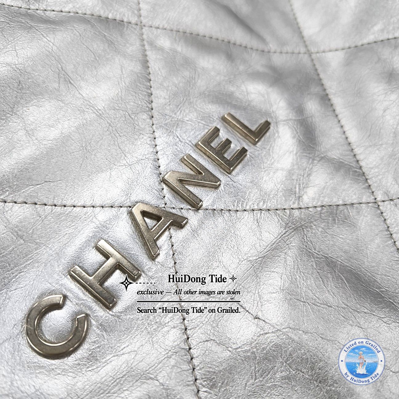 Chanel Chanel 22 Quilted Leather Shoulder Bag Gray Size ONE SIZE - 8 Thumbnail
