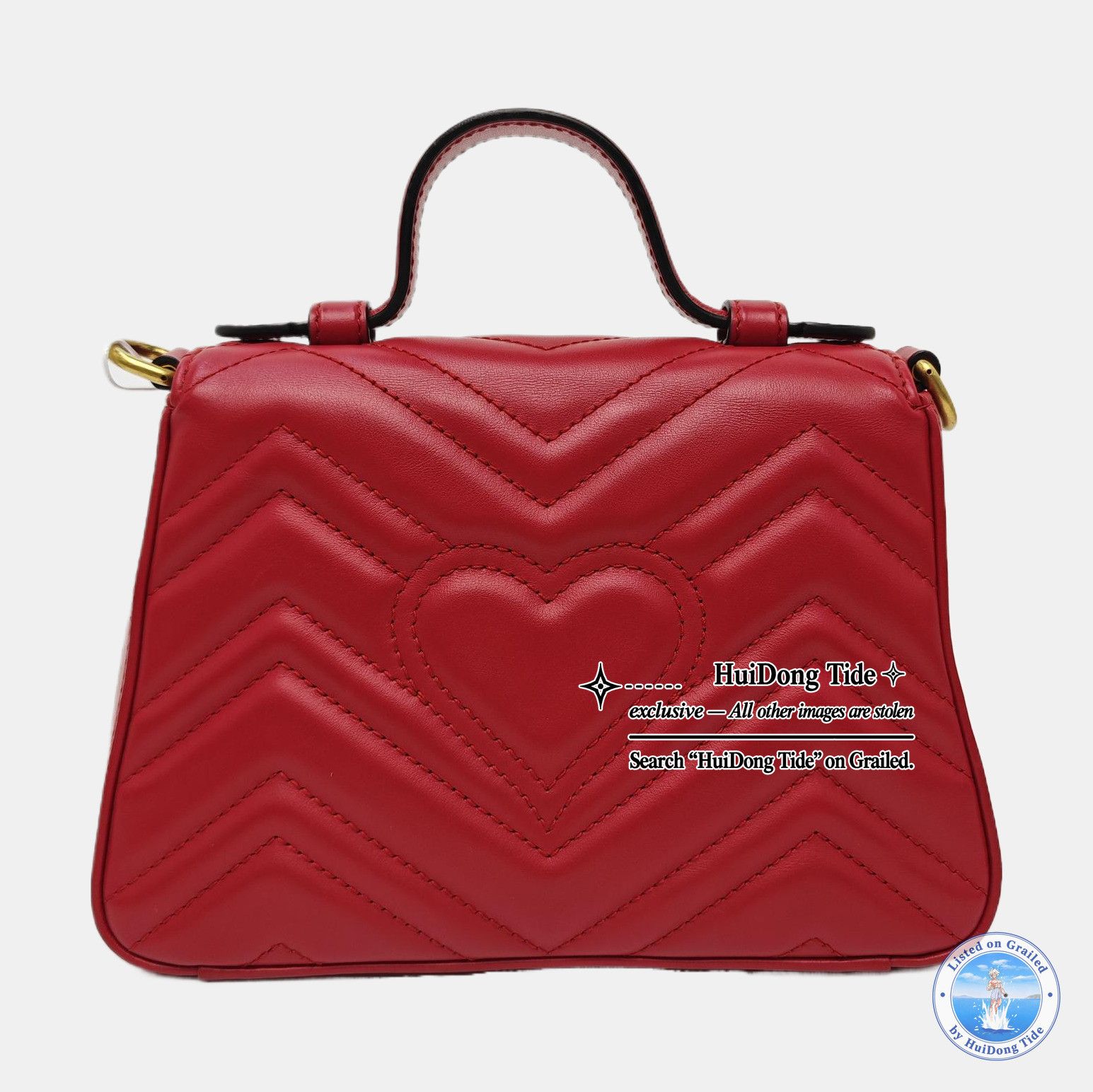 Gucci Gucci GG Marmont Red Quilted Leather Top Handle Bag OS Size ONE SIZE - 4 Thumbnail