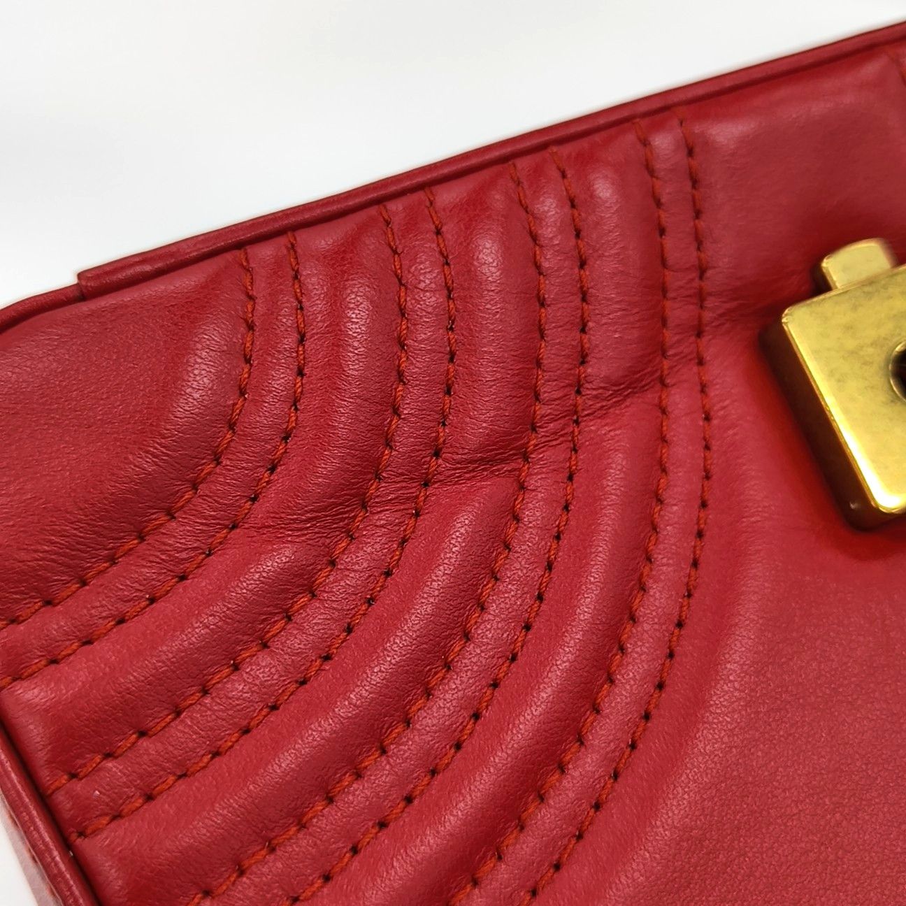 Gucci Gucci GG Marmont Red Quilted Leather Top Handle Bag OS Size ONE SIZE - 8 Thumbnail