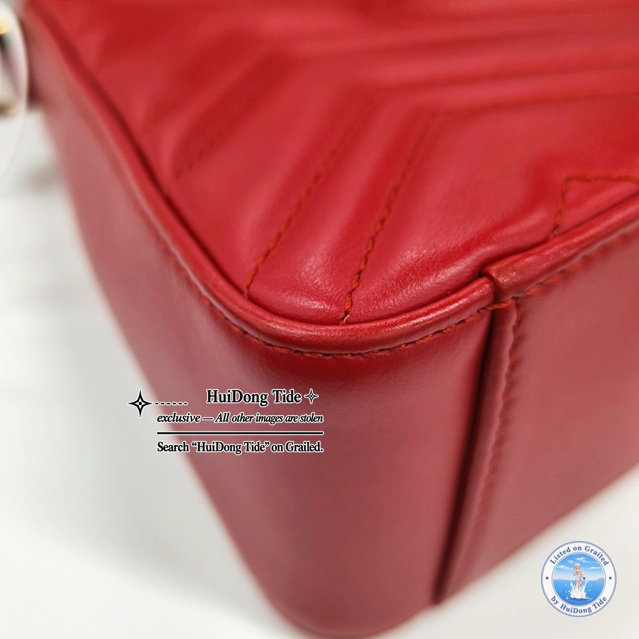 Gucci Gucci GG Marmont Red Quilted Leather Top Handle Bag OS Size ONE SIZE - 11 Thumbnail
