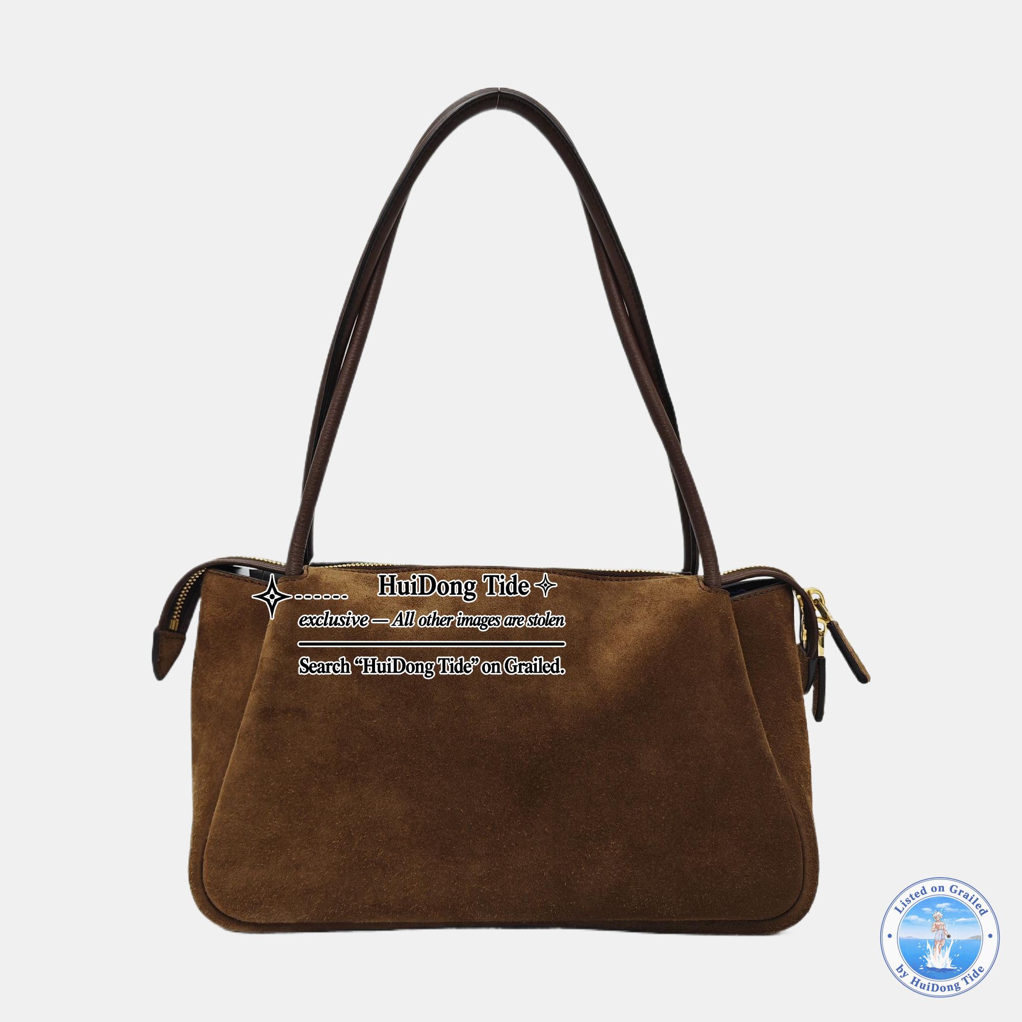 Prada Prada Suede Logo Handle Bag Brown Size ONE SIZE - 4 Thumbnail