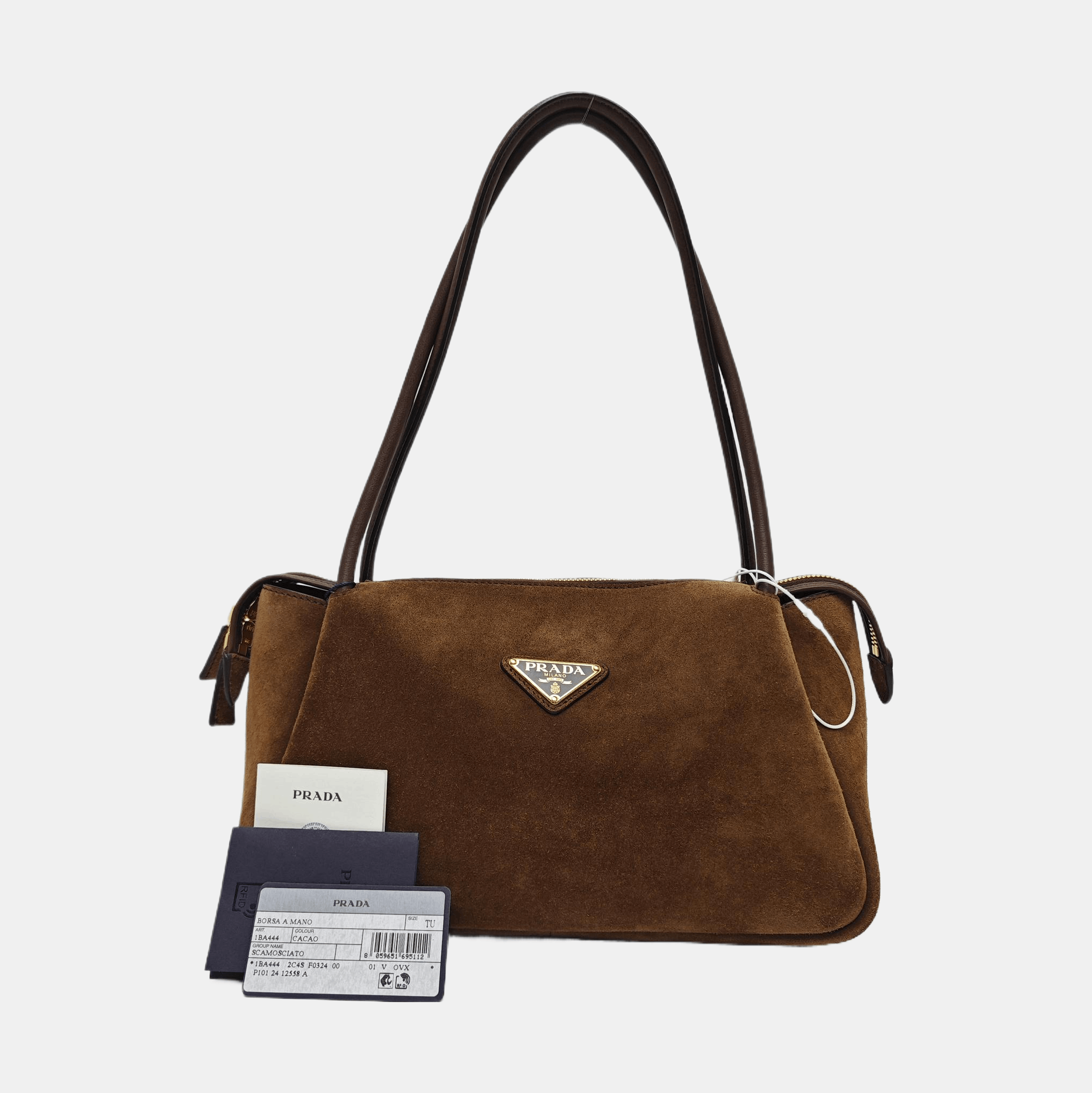 Prada Prada Suede Logo Handle Bag Brown Size ONE SIZE - 7 Thumbnail