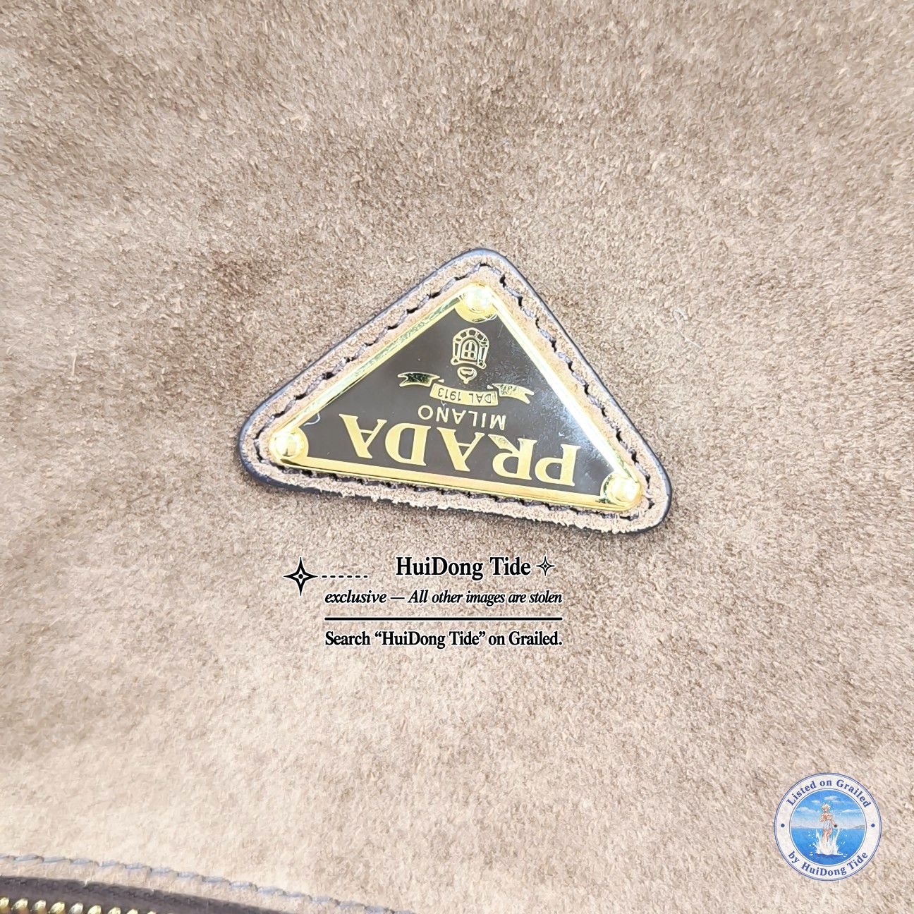 Prada Prada Suede Logo Handle Bag Brown Size ONE SIZE - 8 Thumbnail