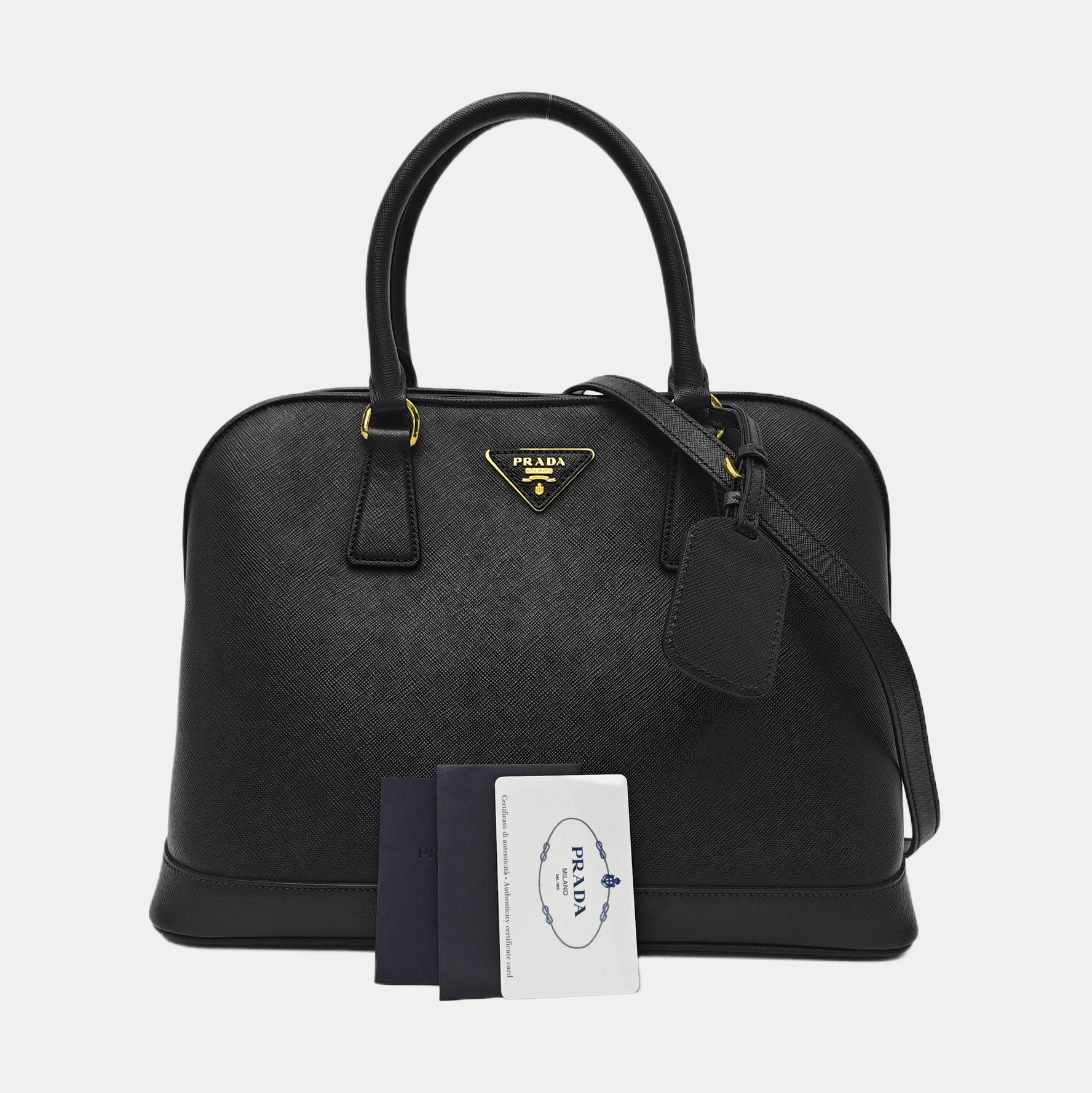 Prada Prada Promenade Saffiano Leather Handle Bag Black Size ONE SIZE - 7 Thumbnail