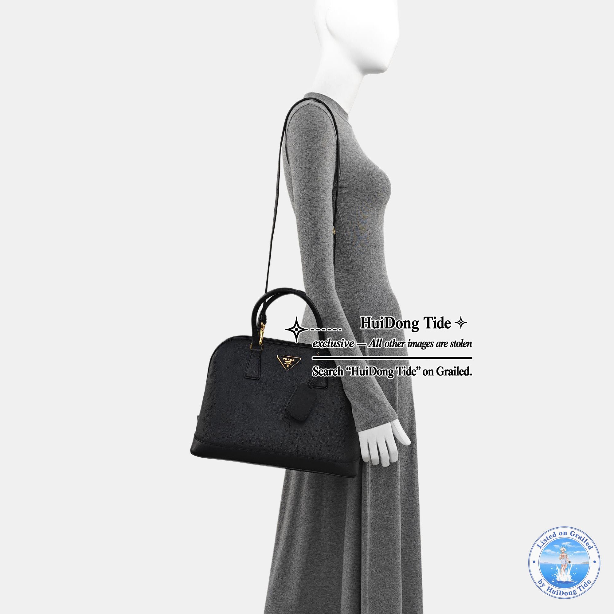 Prada Prada Promenade Saffiano Leather Handle Bag Black Size ONE SIZE - 2 Thumbnail