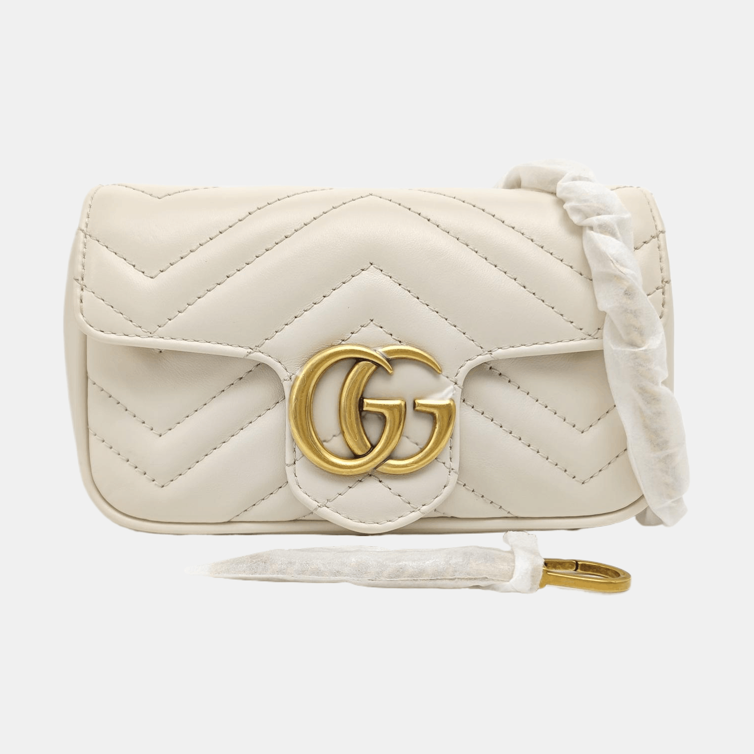 Gucci Gucci GG Marmont Mini White Leather Chain Bag Size ONE SIZE - 7 Thumbnail