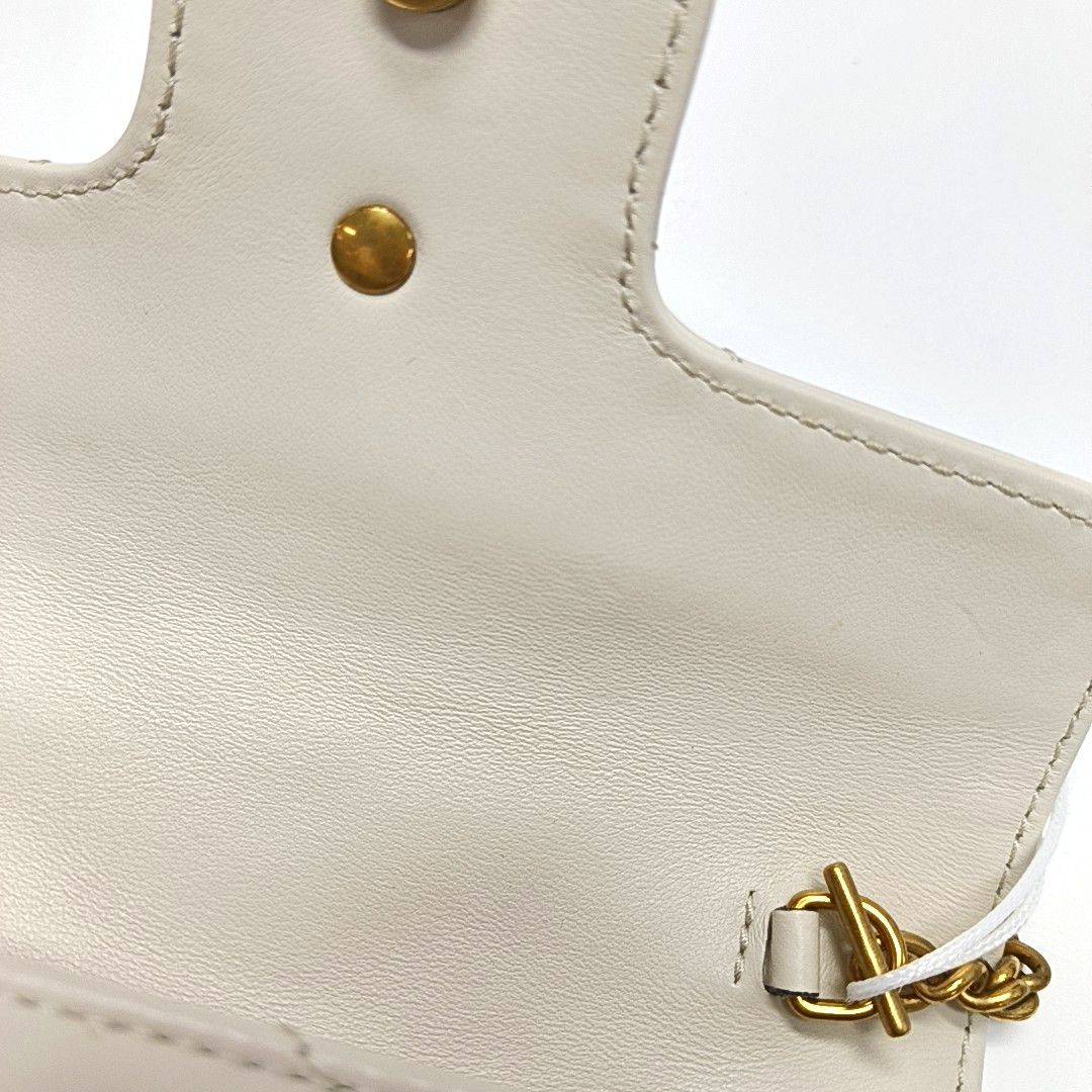 Gucci Gucci GG Marmont Mini White Leather Chain Bag Size ONE SIZE - 8 Thumbnail