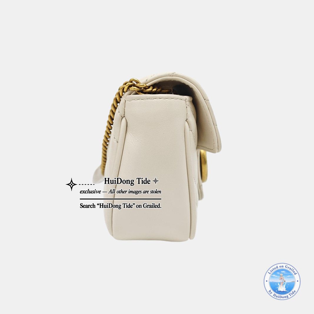 Gucci Gucci GG Marmont Mini White Leather Chain Bag Size ONE SIZE - 3 Thumbnail