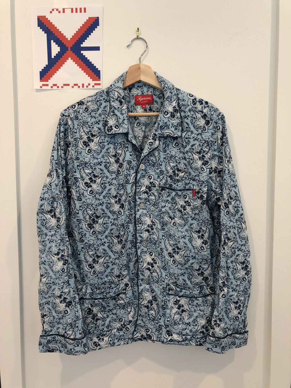 Supreme Supreme Paisley Flannel Pajama Set Blue Size M