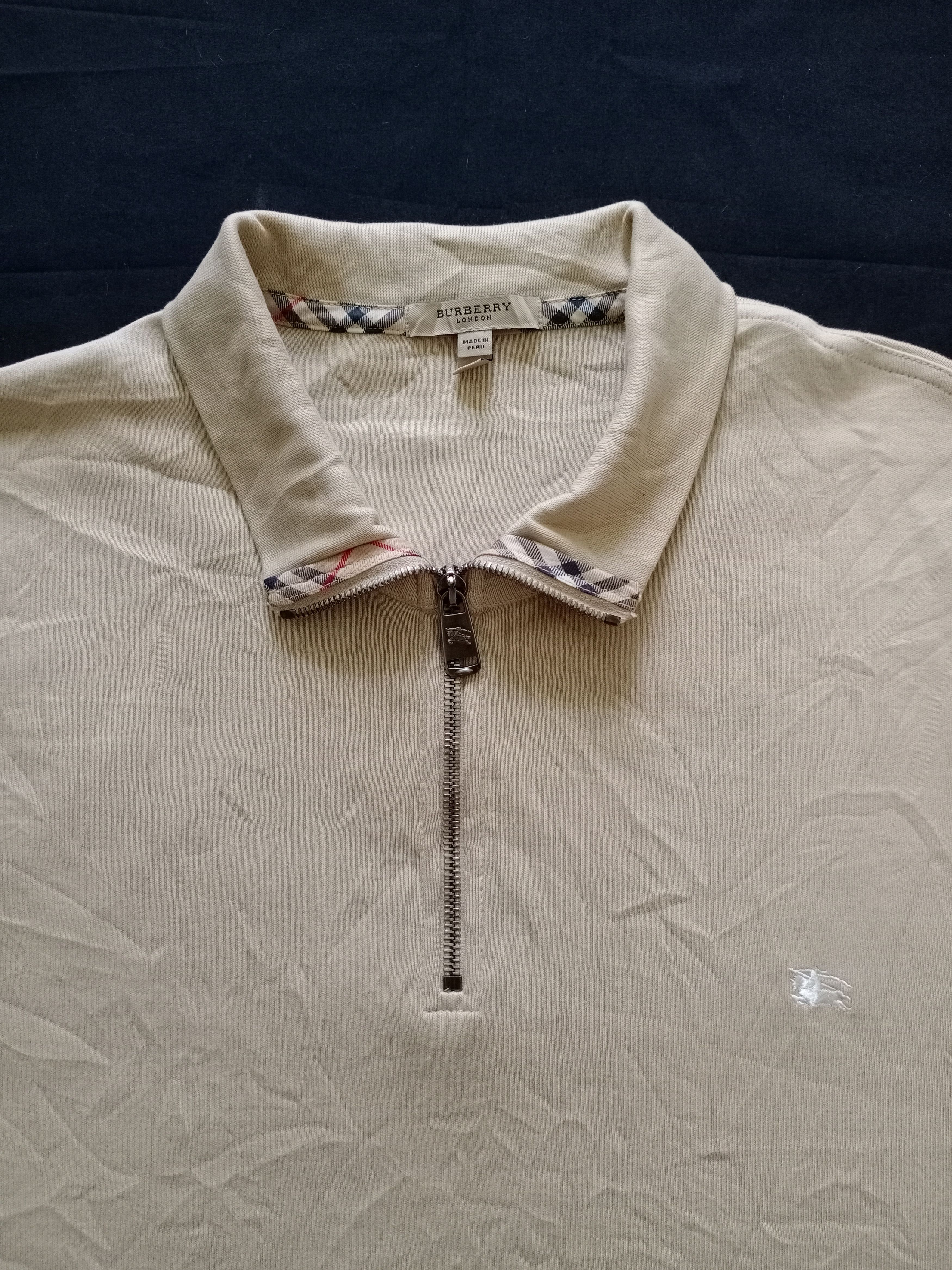 Burberry × Burberry Prorsum × Designer Burberry London 1/4 Zip Cotton Beige Nova Check Halfzip Tee Size US XL / EU 56 / 4 - 2 Thumbnail