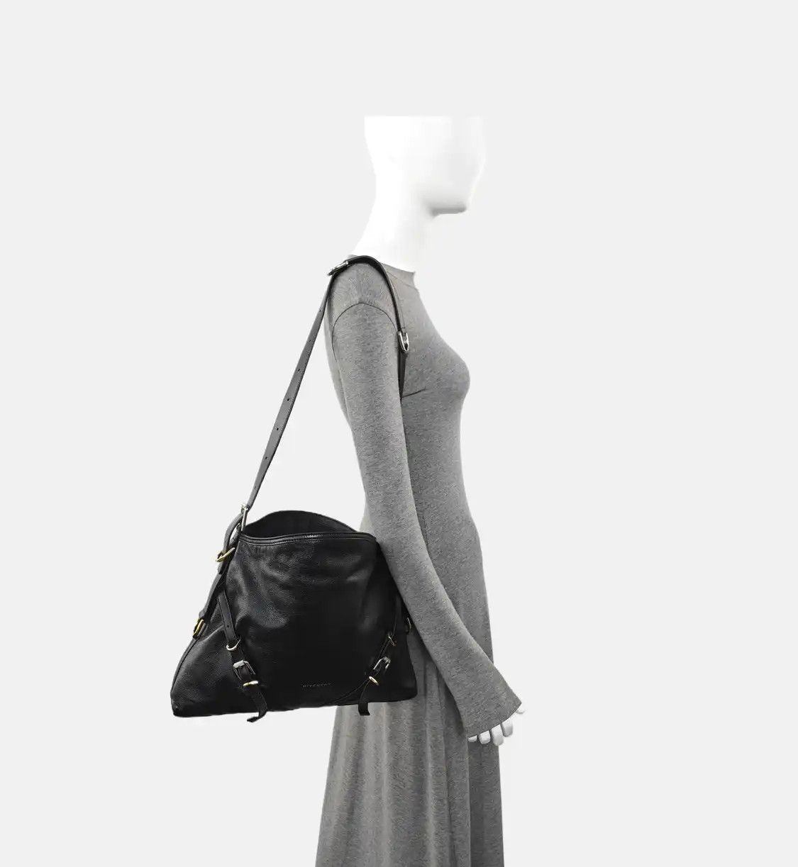 Givenchy GIVENCHY Voyou Medium black leather shoulder bag handbag gold silver hardware de Size ONE SIZE - 2 Thumbnail