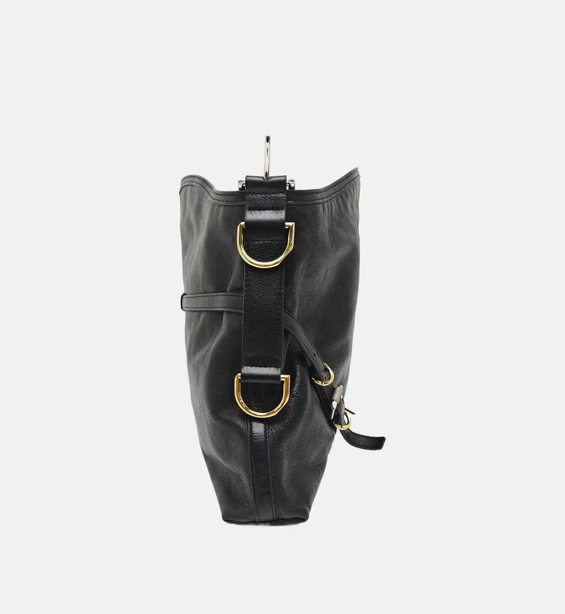 Givenchy GIVENCHY Voyou Medium black leather shoulder bag handbag gold silver hardware de Size ONE SIZE - 4 Thumbnail