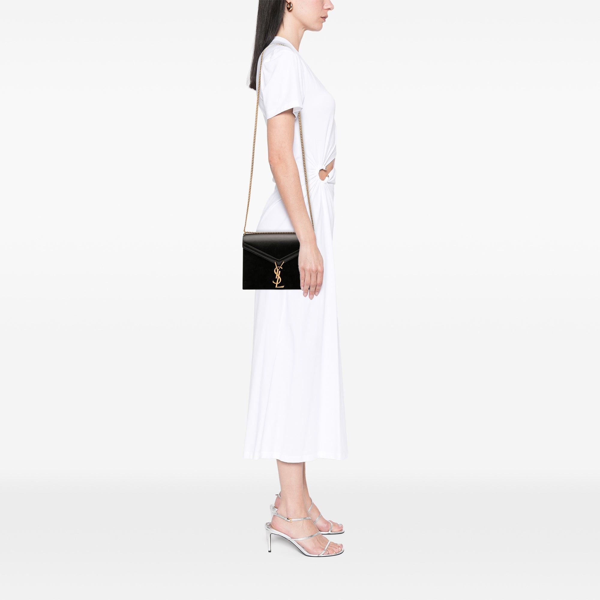 Saint Laurent Paris Suede and Calfskin Monogram Cassandra Clasp Bag Size ONE SIZE - 6 Thumbnail