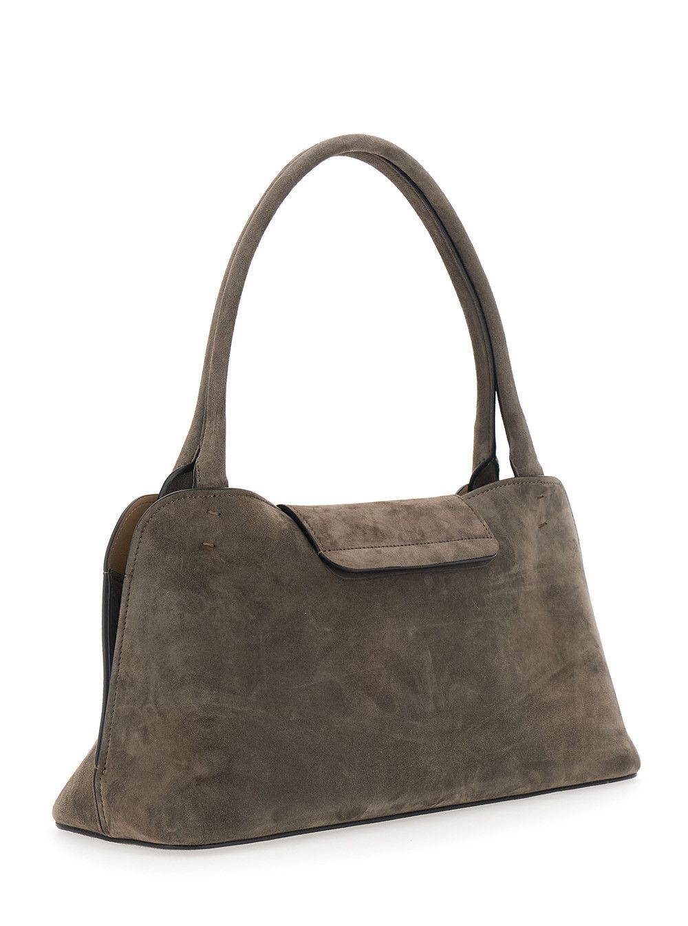Versace 'Vivian East West' Brown Shoulder Bag with Clasp Closure and Medusa Plaque in Suede for Women Size ONE SIZE - 3 Thumbnail