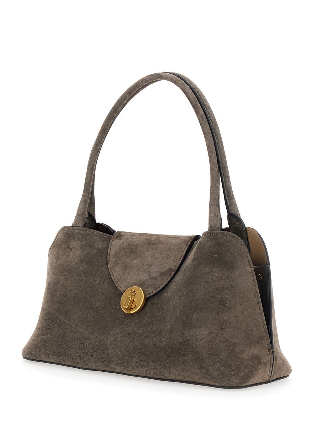 Versace 'Vivian East West' Brown Shoulder Bag with Clasp Closure and Medusa Plaque in Suede for Women Size ONE SIZE - 2 Thumbnail