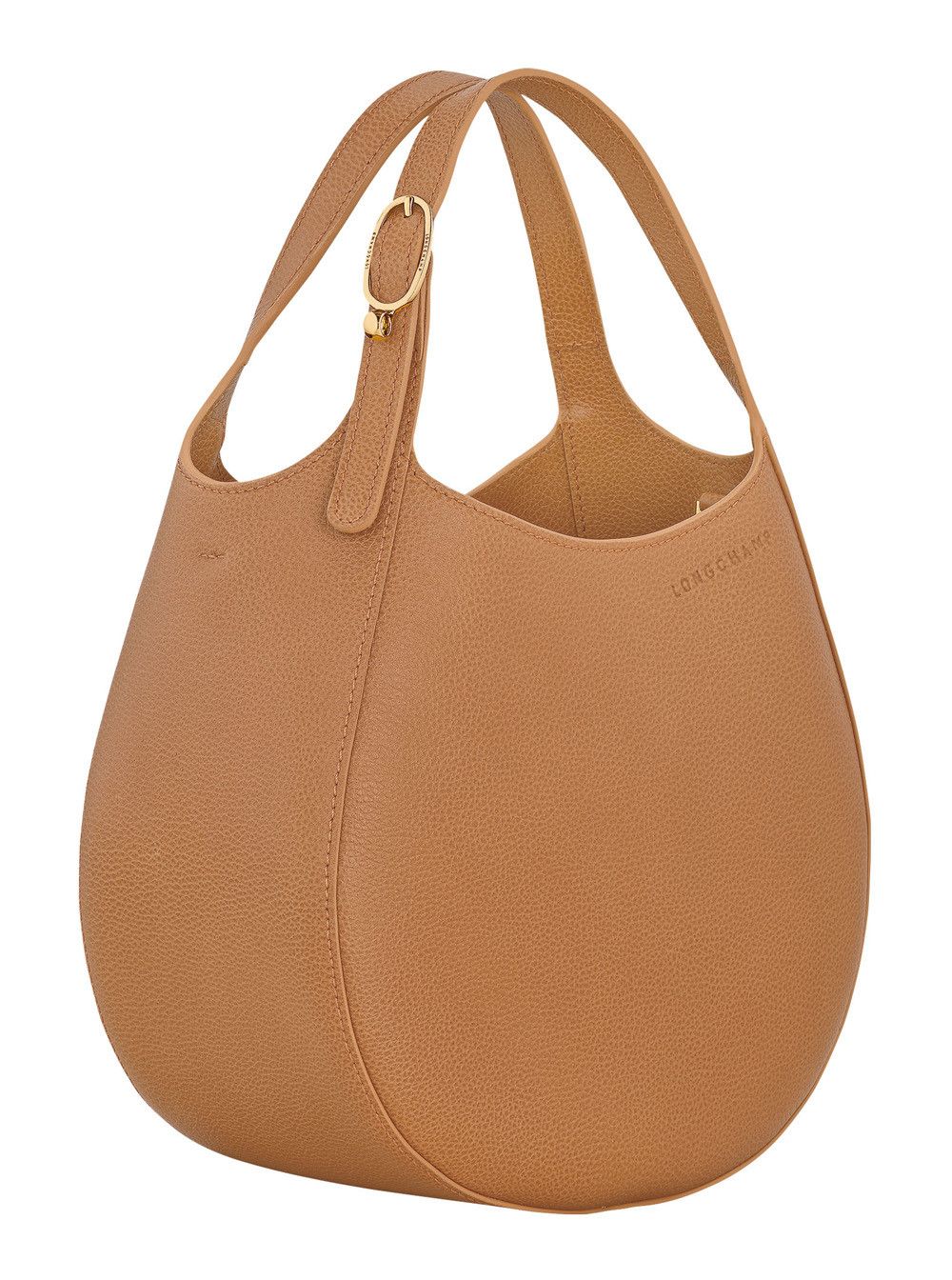 Longchamp 'Le Foulonné' Brown Shoulder Bag with Adjustable Strap and Logo Lettering on the Front in Grained Leather for Women Size ONE SIZE - 2 Thumbnail