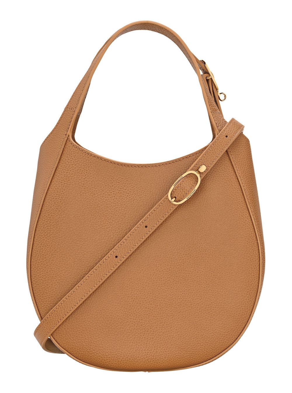 Longchamp 'Le Foulonné' Brown Shoulder Bag with Adjustable Strap and Logo Lettering on the Front in Grained Leather for Women Size ONE SIZE - 3 Thumbnail