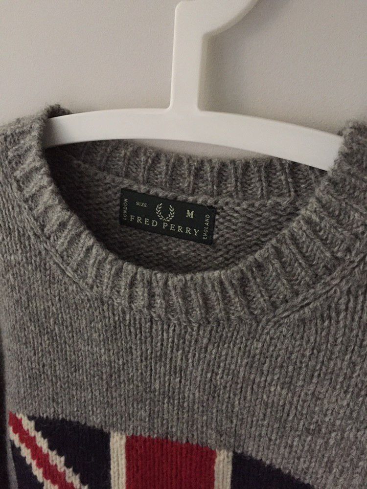 【新発売】 RARE Perry Fred Fred Knit Heavy Sweater Wool Flag UK Perry トップス