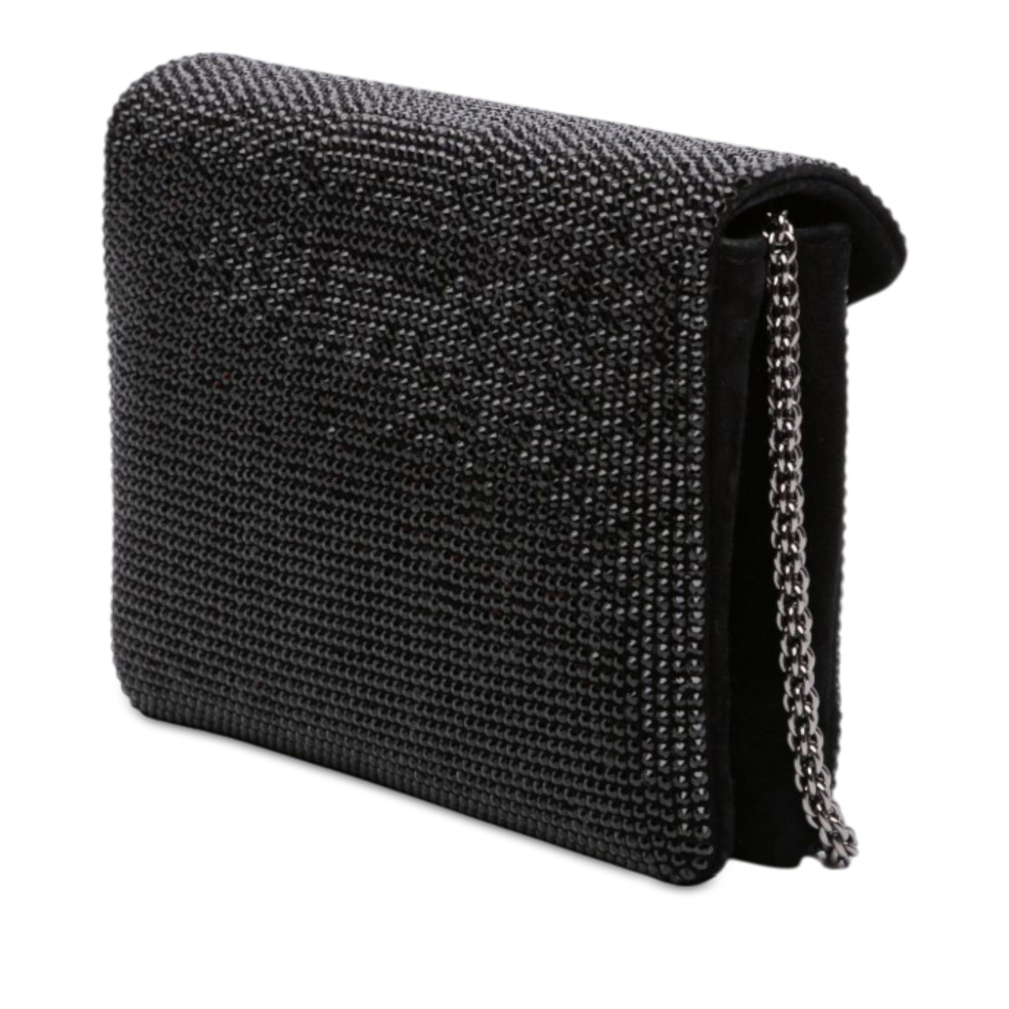 Valentino Crystal Embellished Suede One Stud Clutch with Chain Size ONE SIZE - 2 Thumbnail