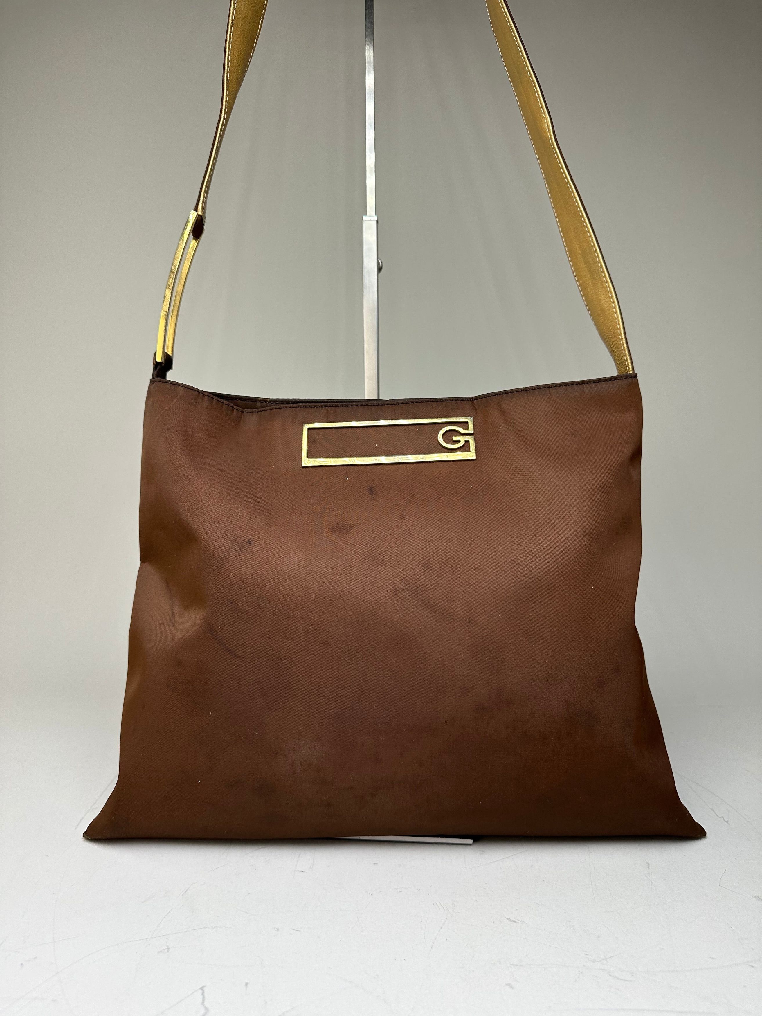 Givenchy Vintage Nylon Shoulder Bag Brown Olive Green Gold Size ONE SIZE - 14 Thumbnail