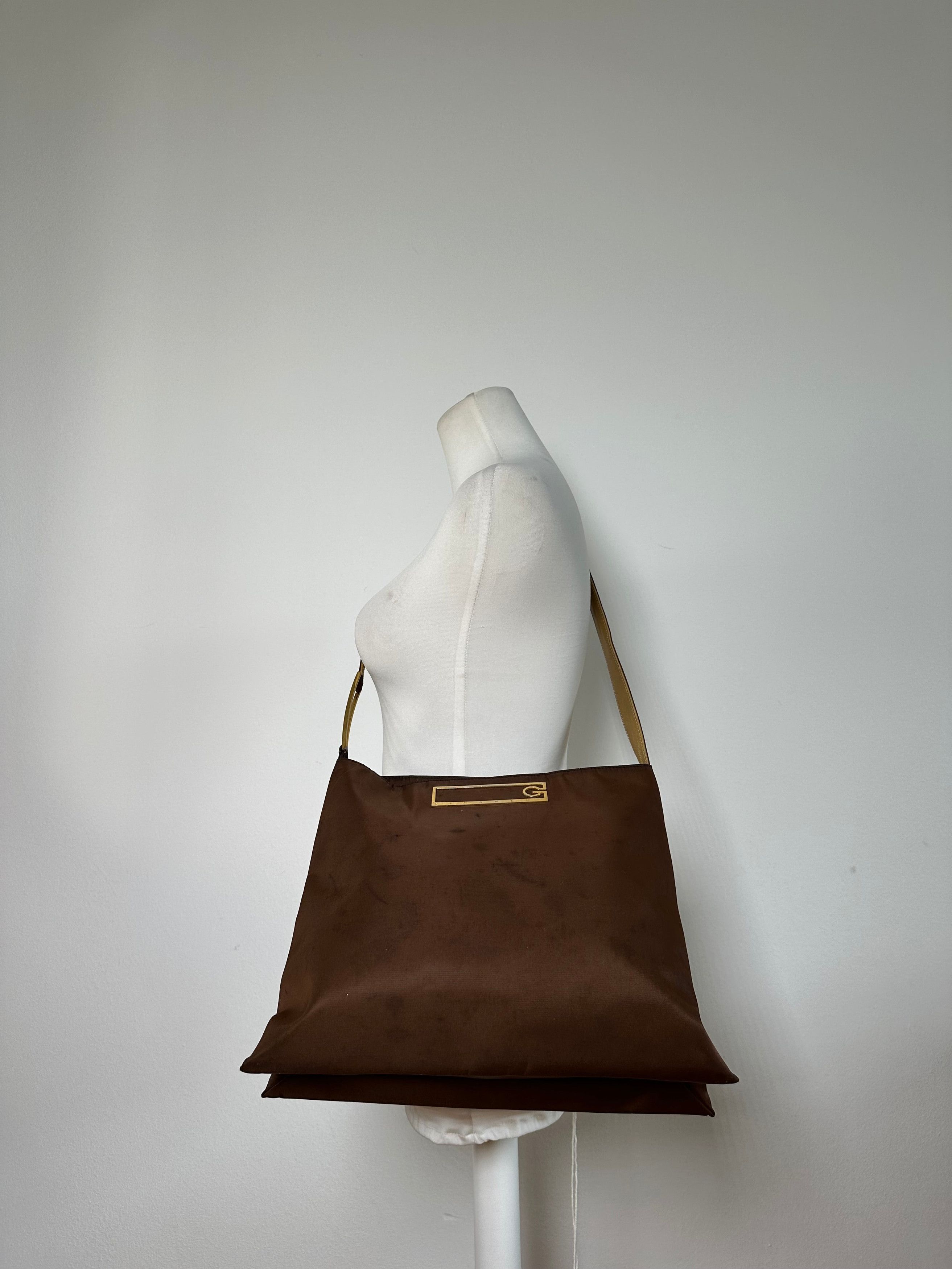 Givenchy Vintage Nylon Shoulder Bag Brown Olive Green Gold Size ONE SIZE - 12 Thumbnail