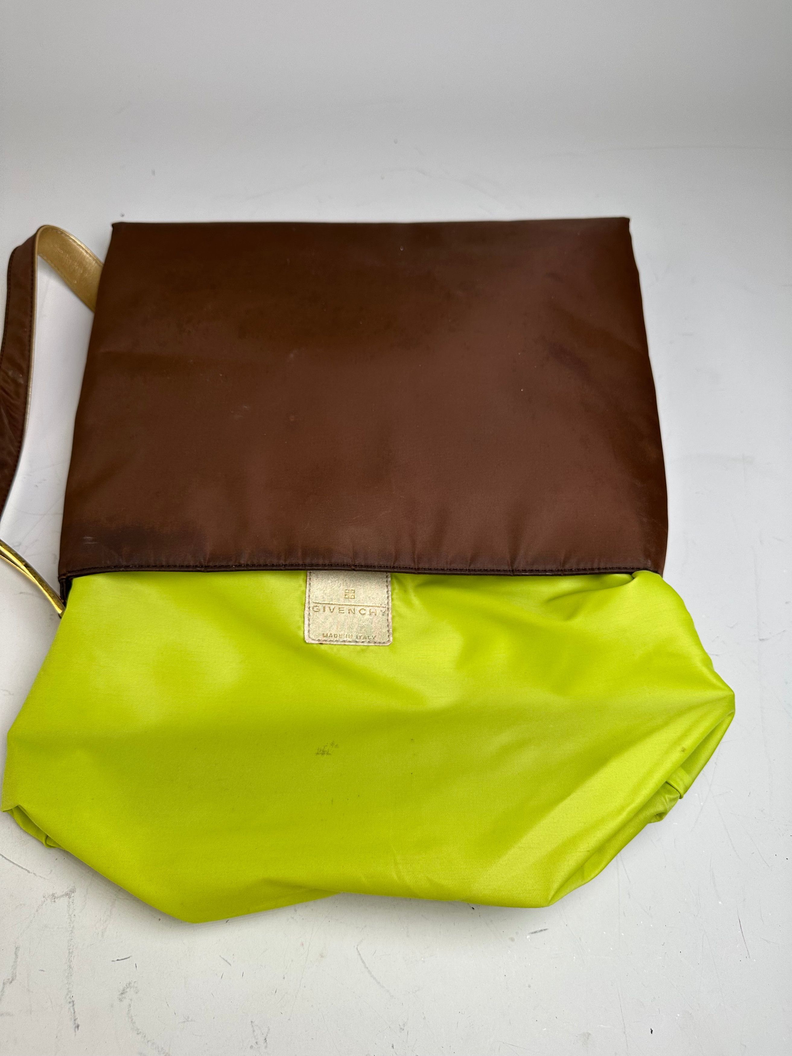 Givenchy Vintage Nylon Shoulder Bag Brown Olive Green Gold Size ONE SIZE - 3 Thumbnail