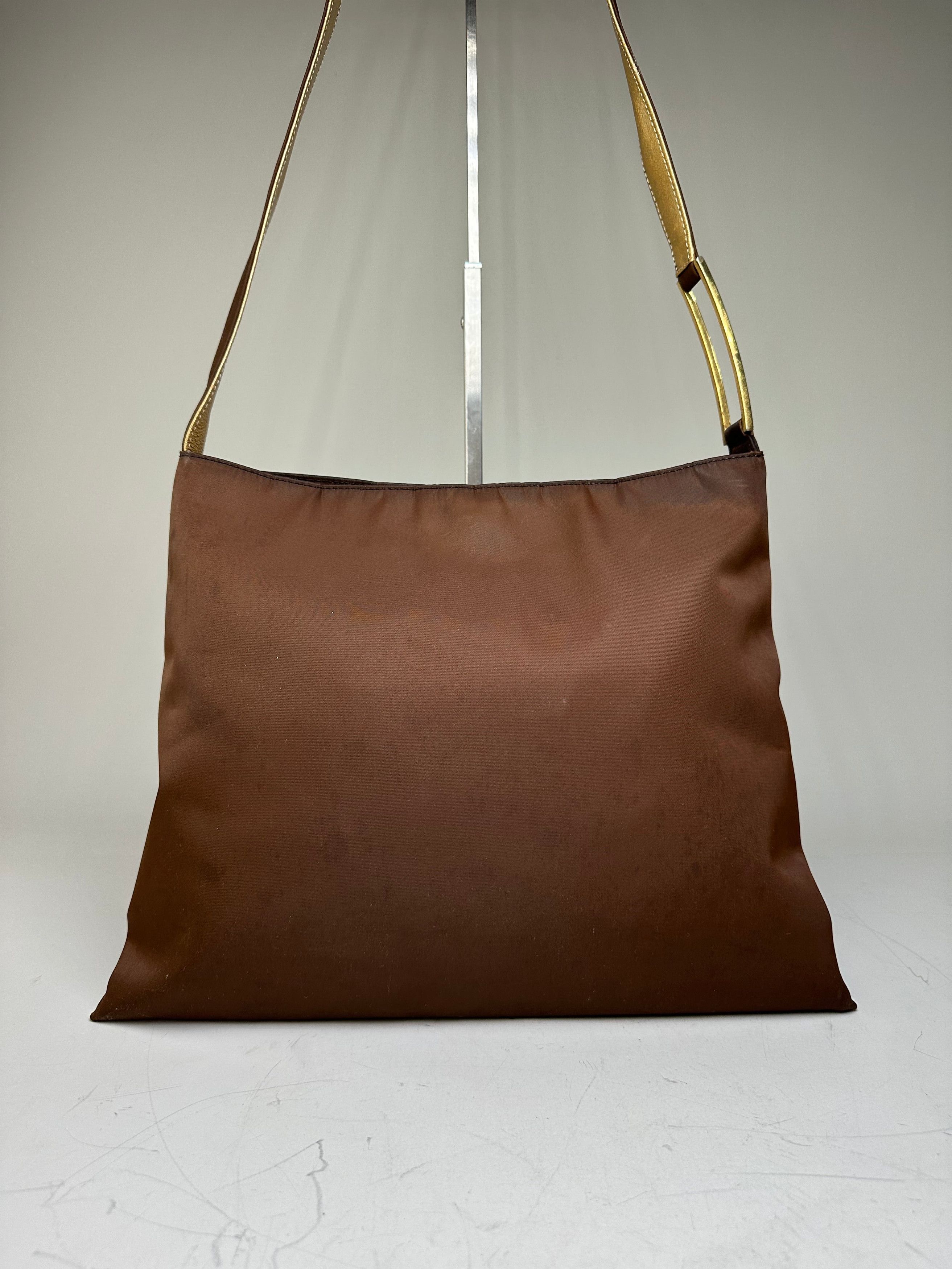 Givenchy Vintage Nylon Shoulder Bag Brown Olive Green Gold Size ONE SIZE - 15 Thumbnail