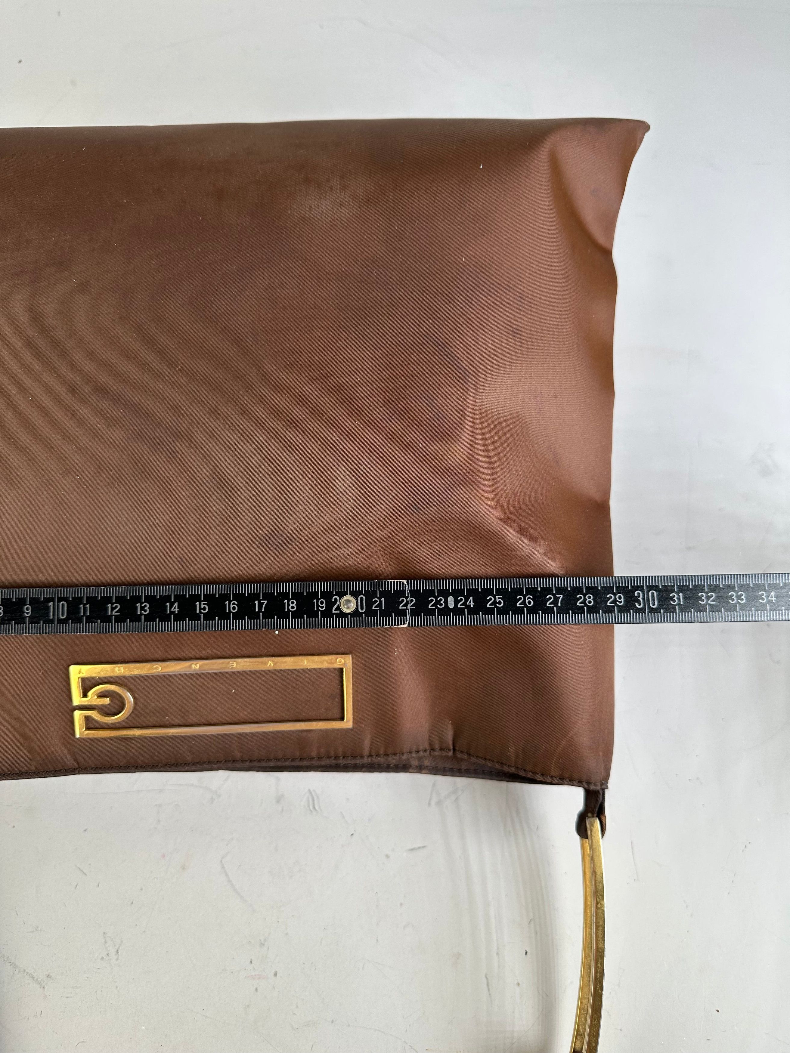 Givenchy Vintage Nylon Shoulder Bag Brown Olive Green Gold Size ONE SIZE - 8 Thumbnail