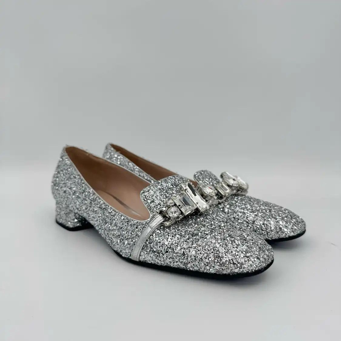 Miu Miu Miu silver fabric Women's low heels 37 Size US 7 / IT 37 - 3 Thumbnail