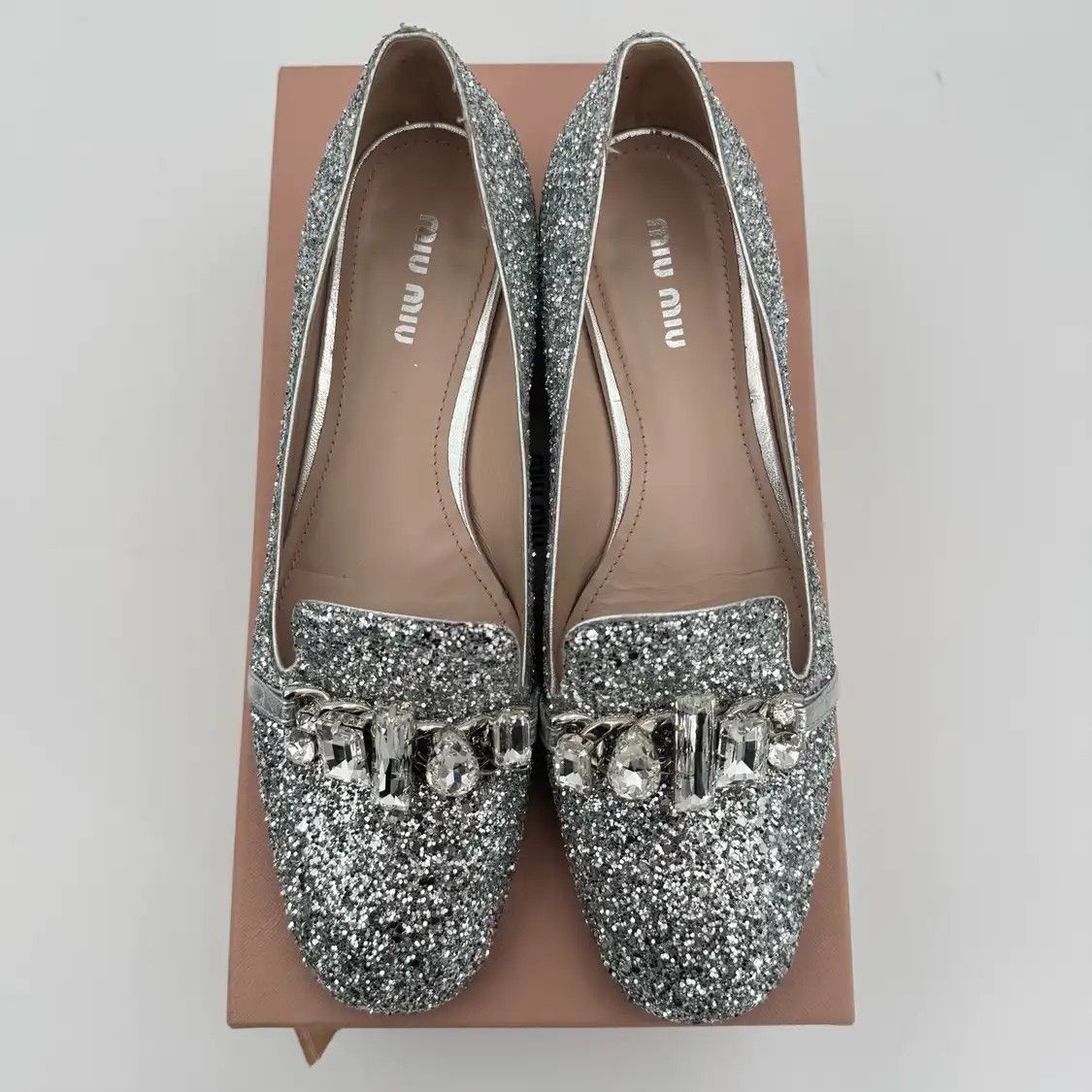 Miu Miu Miu silver fabric Women's low heels 37 Size US 7 / IT 37 - 14 Thumbnail