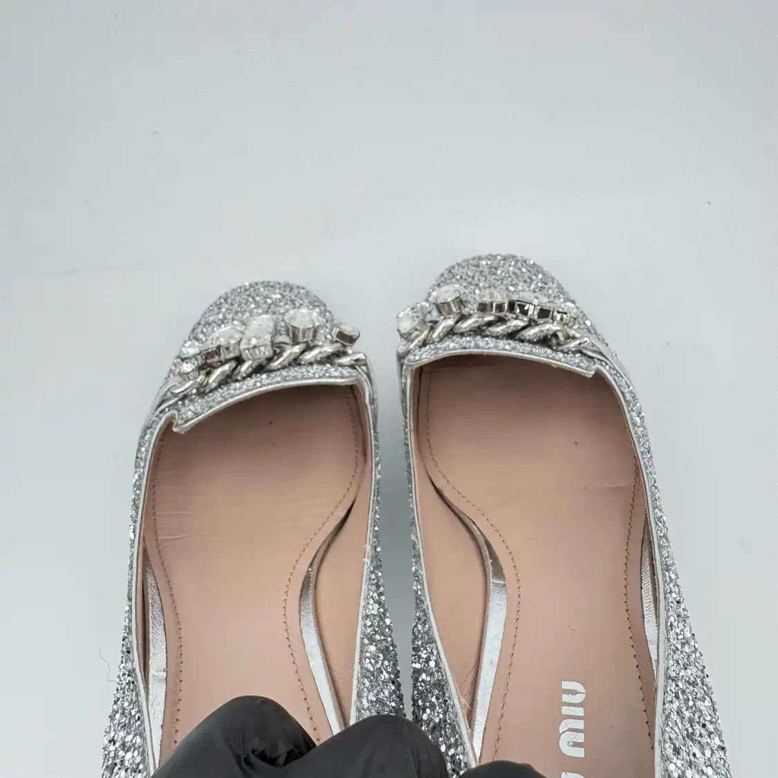 Miu Miu Miu silver fabric Women's low heels 37 Size US 7 / IT 37 - 8 Thumbnail