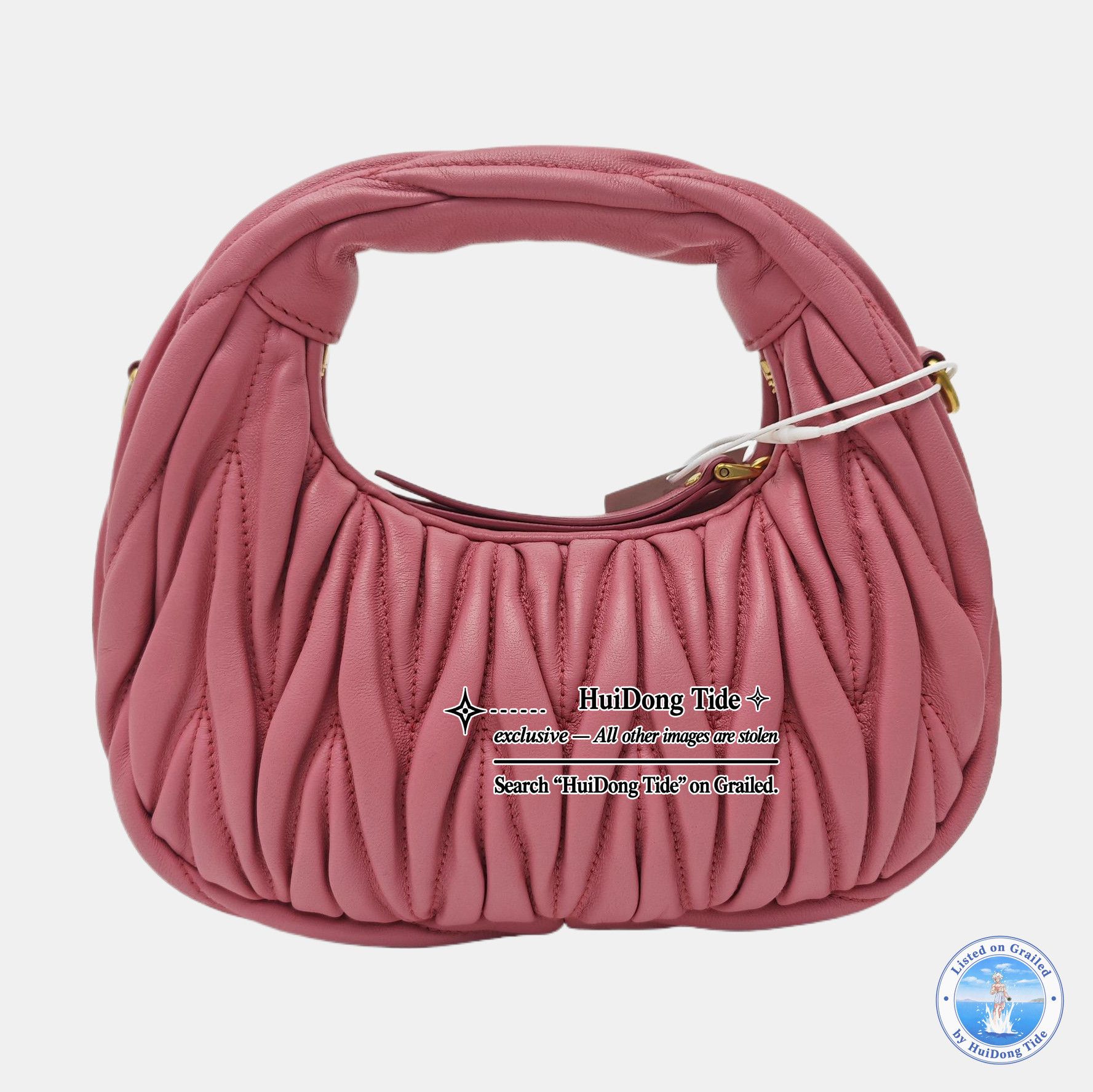 Miu Miu Miu Miu Wander Matelassé Pink Leather Shoulder Bag Size ONE SIZE - 4 Thumbnail