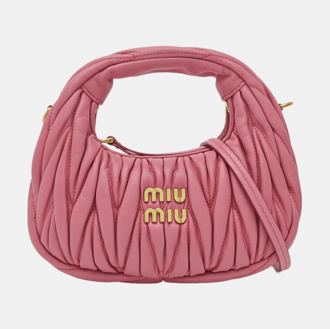 Miu Miu Miu Miu Wander Matelassé Pink Leather Shoulder Bag Size ONE SIZE - 7 Thumbnail