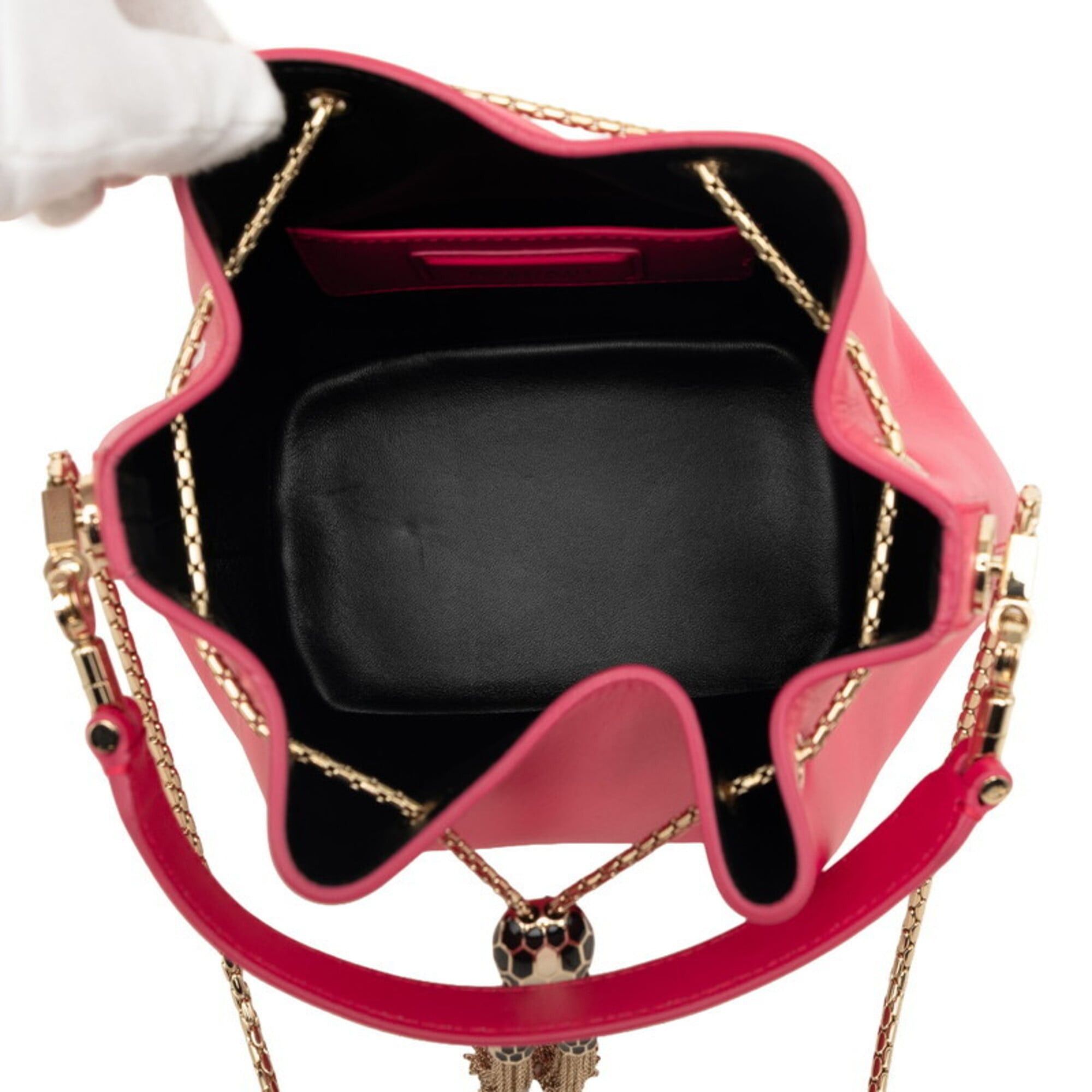 Bvlgari BVLGARI Serpenti Forever Handbag Shoulder Bag Drawstring Bucket 2-Way Pink Leather Women's Size ONE SIZE - 4 Thumbnail