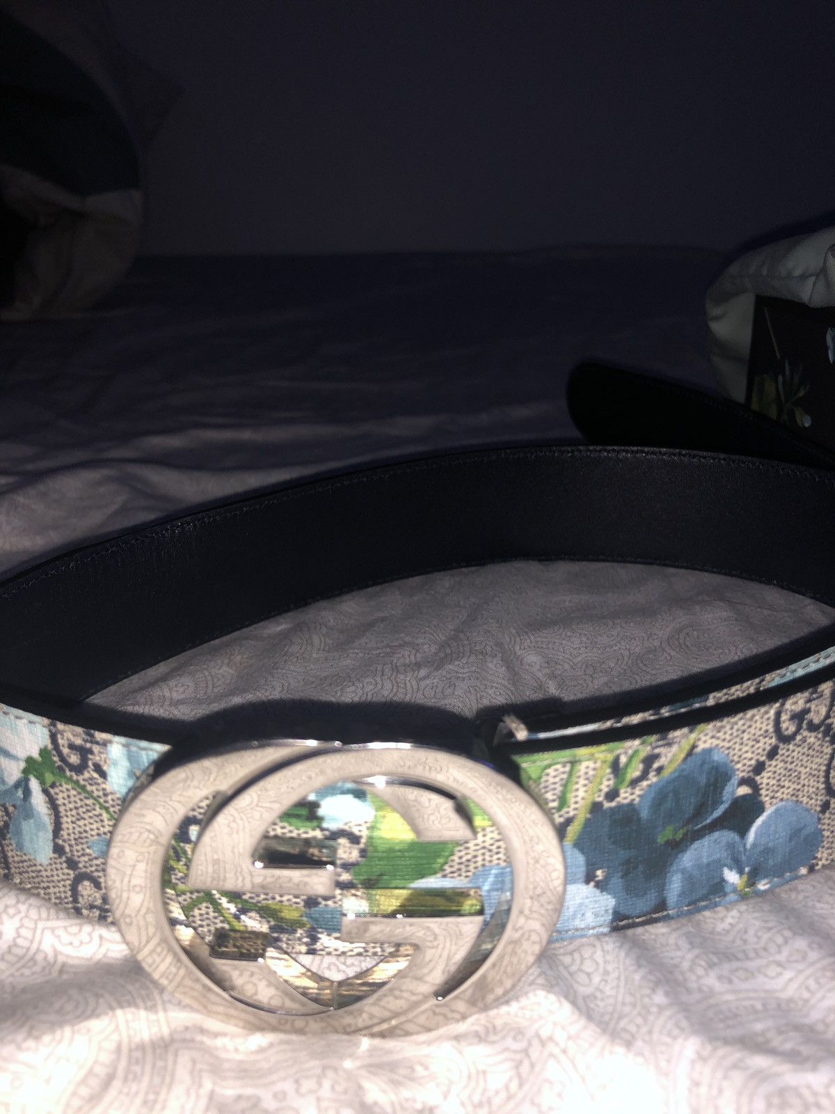 Gucci Men s Gucci Blooms Belt Blue Flowers Floral Belt Grailed