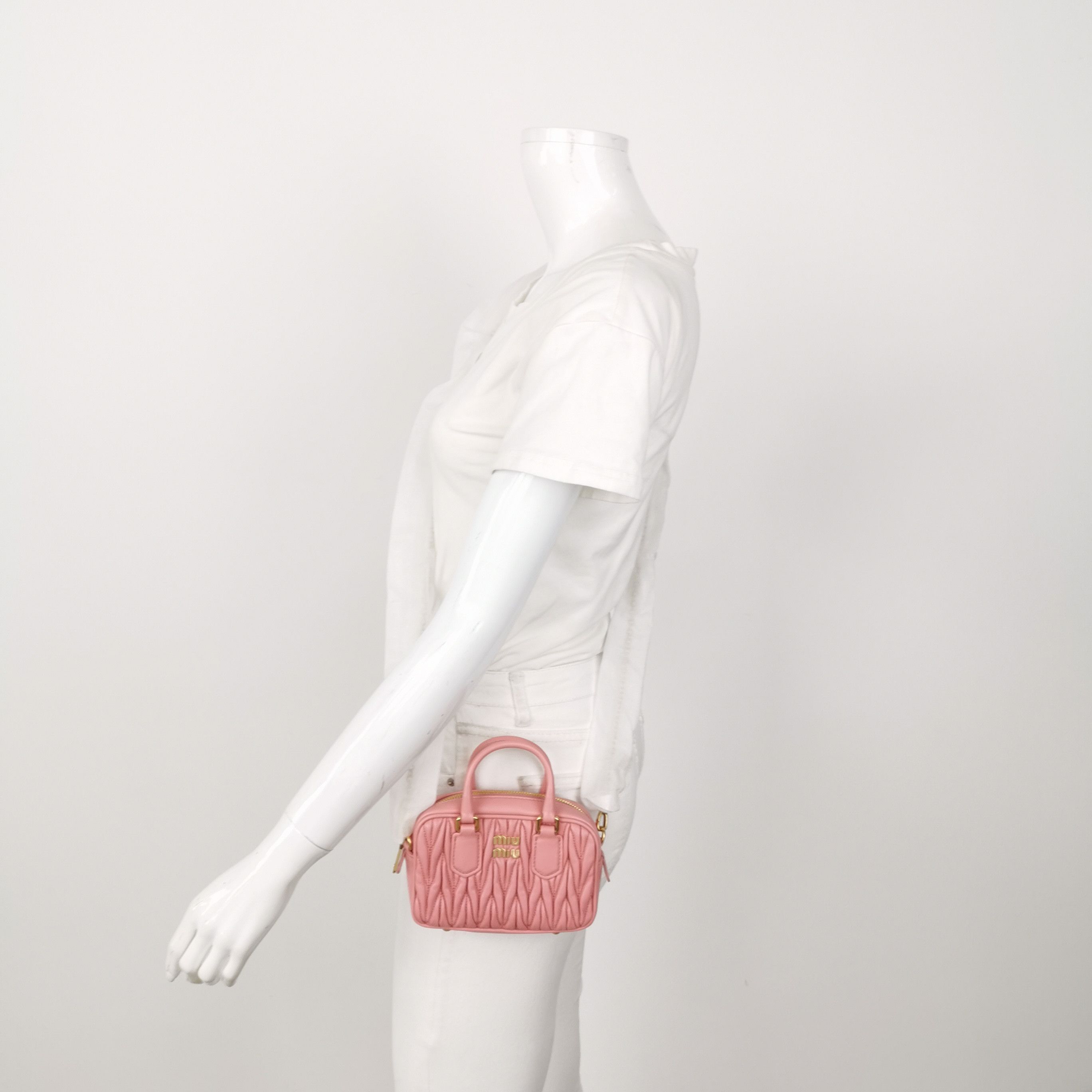 Miu Miu Miu Miu Arcadie Matelassé Leather Handle Bag Pink Size ONE SIZE - 2 Thumbnail