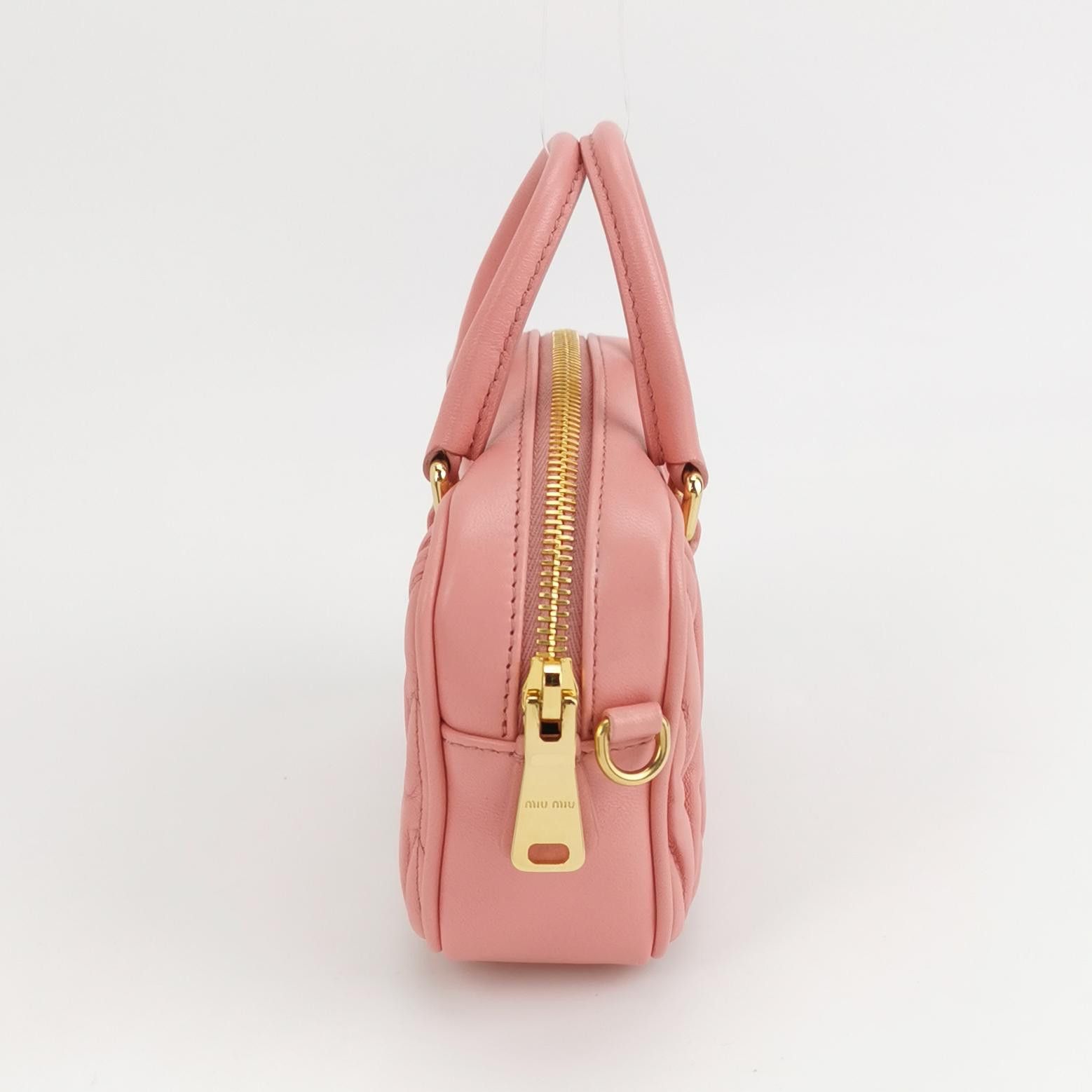 Miu Miu Miu Miu Arcadie Matelassé Leather Handle Bag Pink Size ONE SIZE - 4 Thumbnail